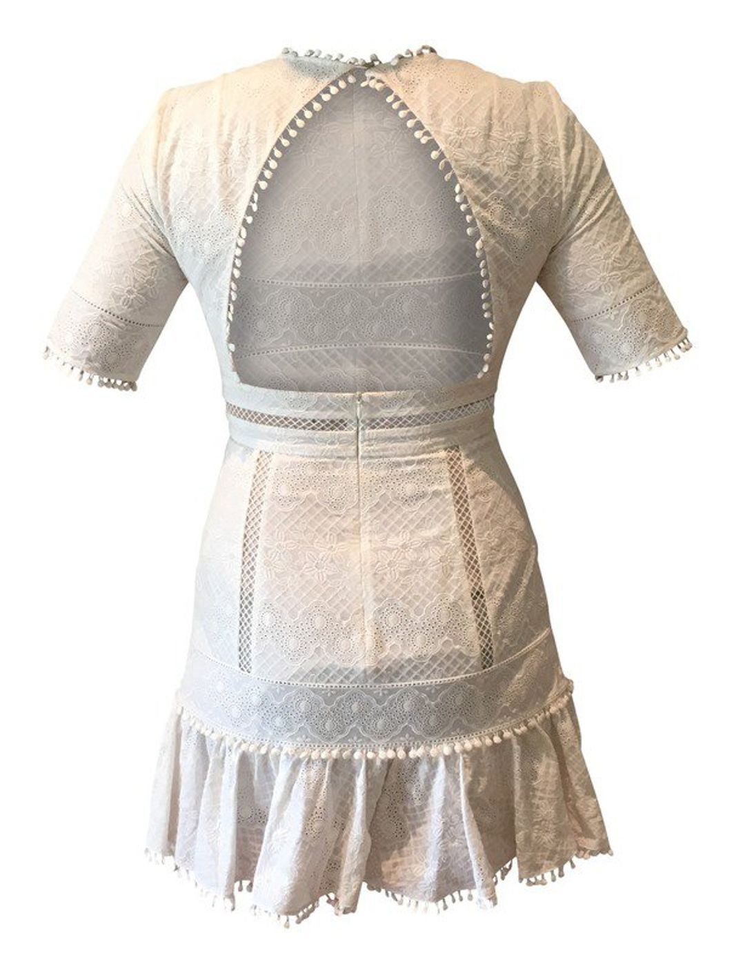 Zimmermann Caravan Embroidered Flip Mini Dress Ivory Size 2 / Au 12 for rent on The Volte - main image