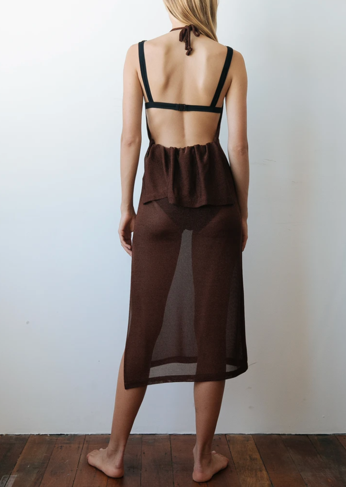 Kacey Delvin Multi Wear Temperate Midi Skirt with Single Side Split Brown Size 12  - Image 2