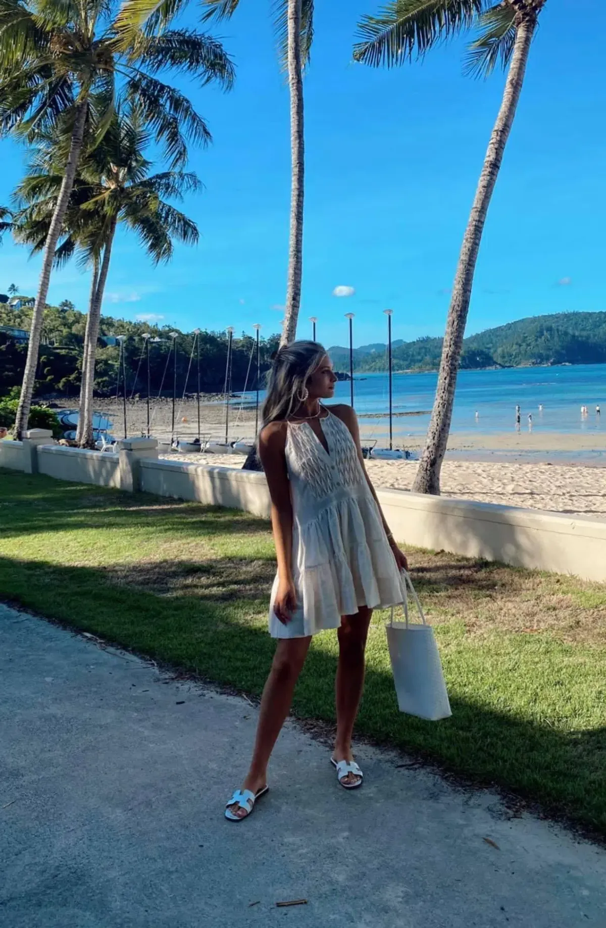 Shona Joy Margaux Linen Sleeveless Tuxedo Mini Dress Ecru Size 8 - Image 4