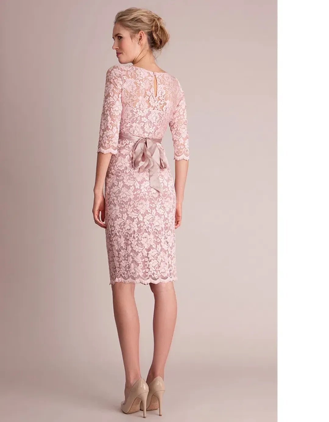 Seraphine Lace Maternity Cocktail Dress Blush Size 14 for rent on The Volte - main image