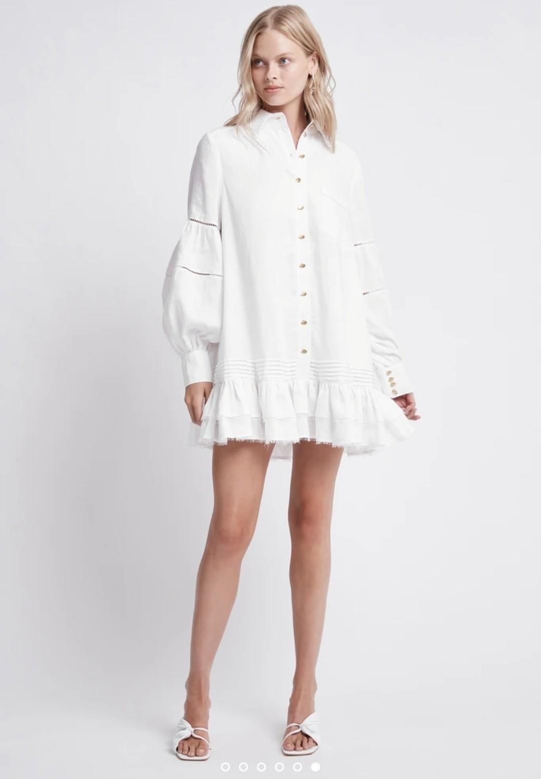 Aje Litus Shirt Dress White Size 14 for rent on The Volte - main image
