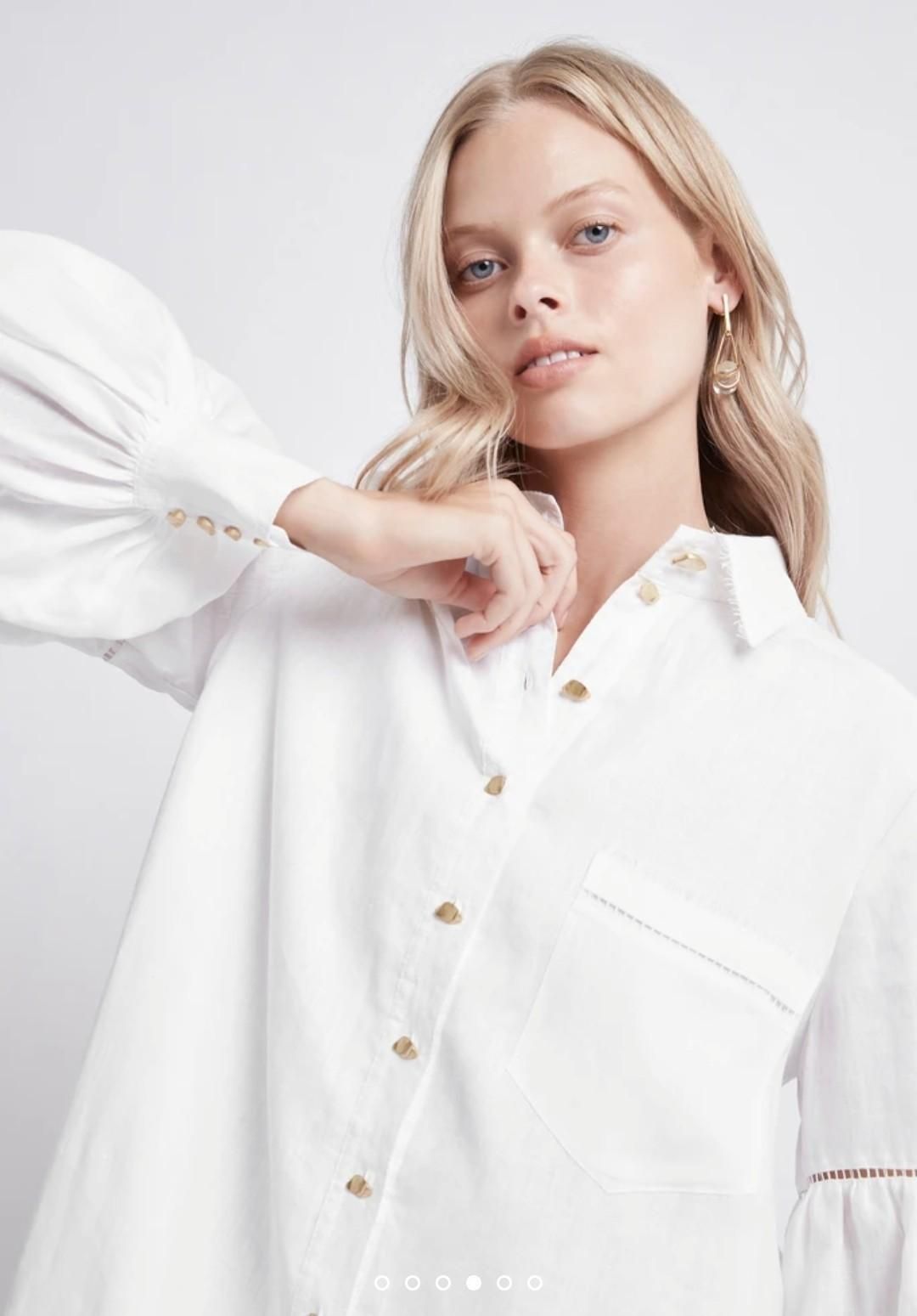 Aje Litus Shirt Dress White Size 14 for rent on The Volte - main image