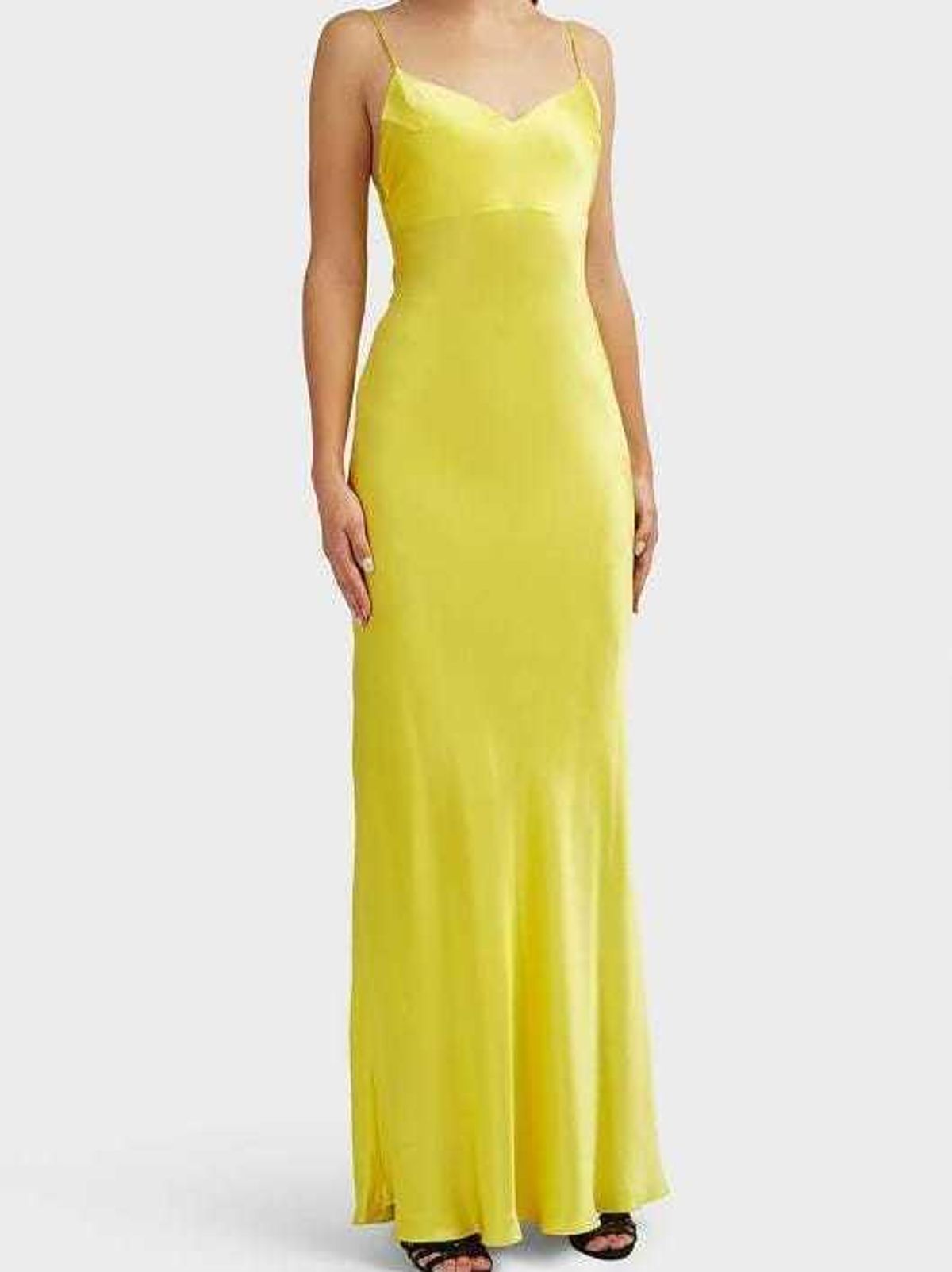 Rasario Draped Silk Slip Dress Yellow Size 6 - Image 2