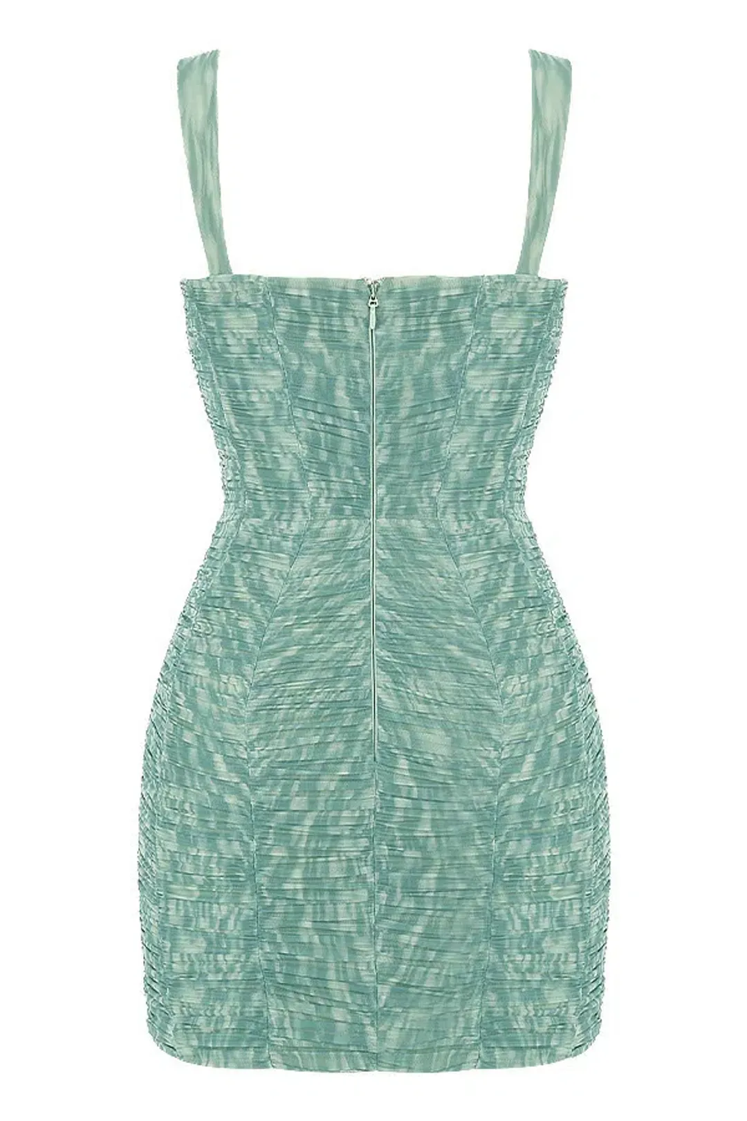 House of CB Cate Ivy Print Ruched Mesh Mini Dress Green Size M / Au 10 for rent on The Volte - main image