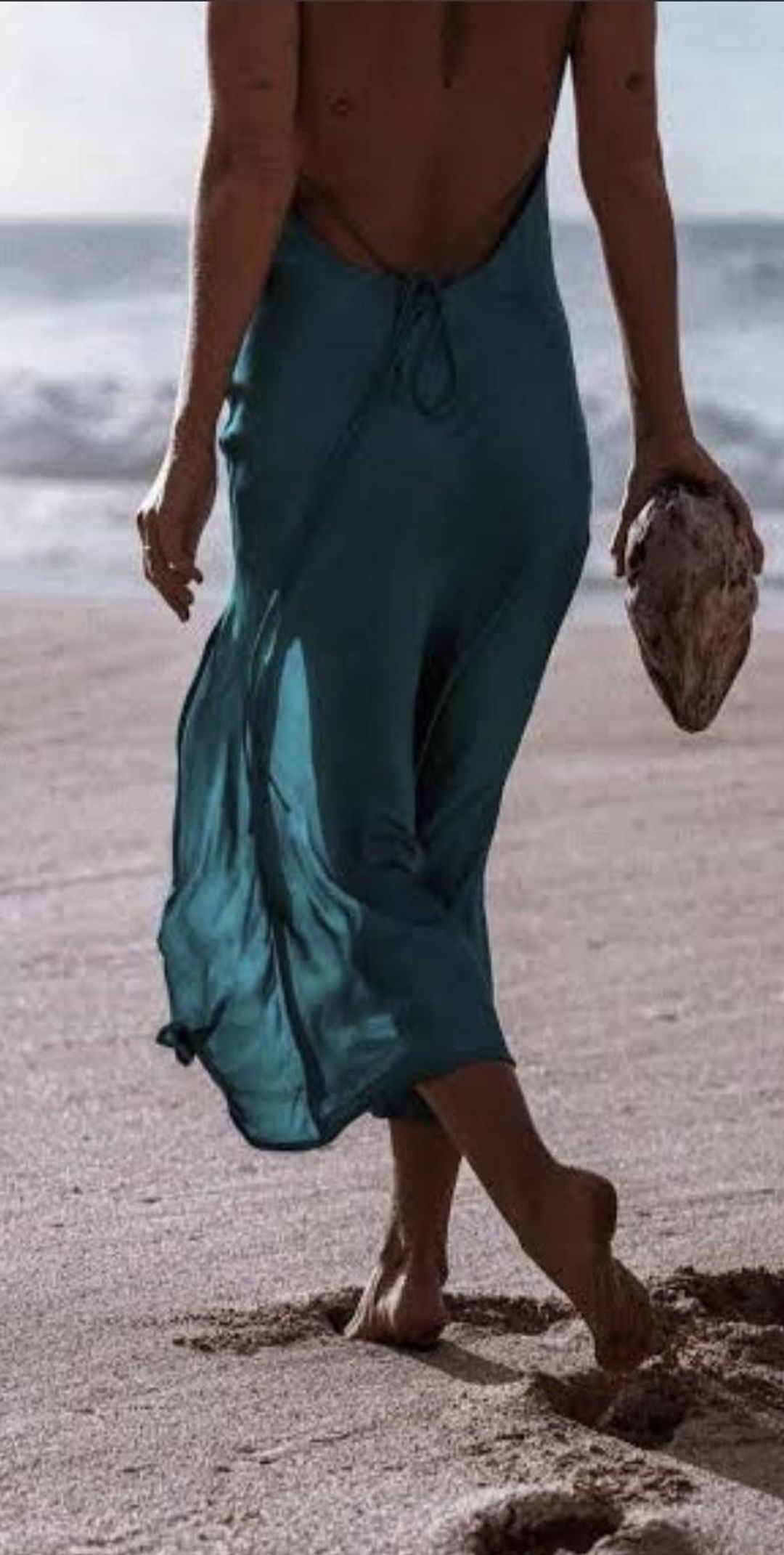 Turquoise Lane The Slinky Slip Midi Dress Teal Size 10 for rent on The Volte - main image