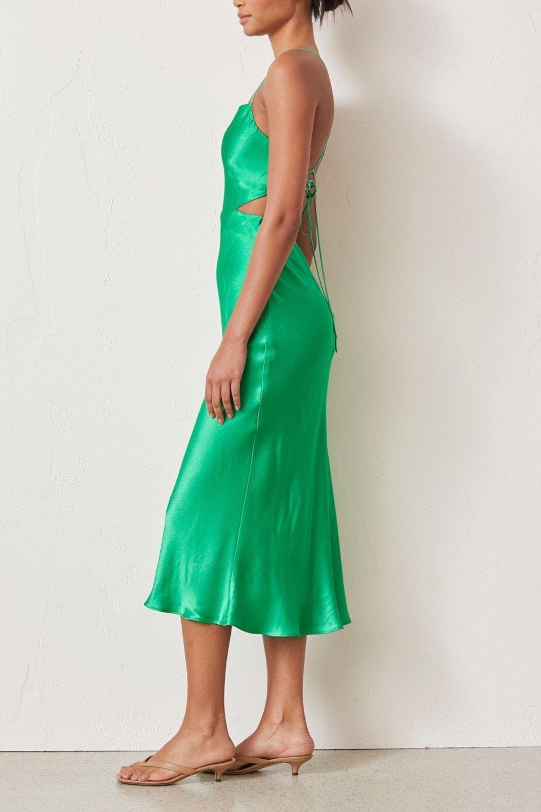 Bec & Bridge Loren Cut Out Midi Dress Green Size 8 for rent on The Volte - main image
