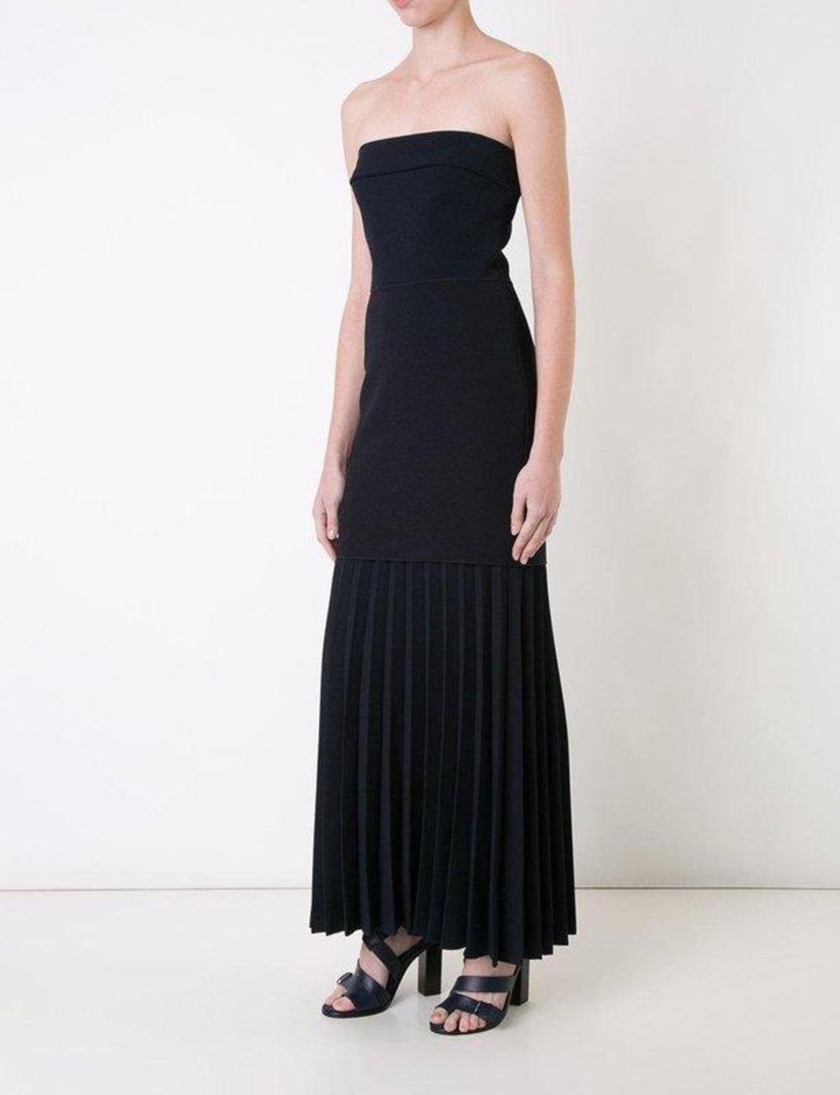 Dion Lee Linear Pleat Crepe Strapless Dress Black Size 10 - Image 1