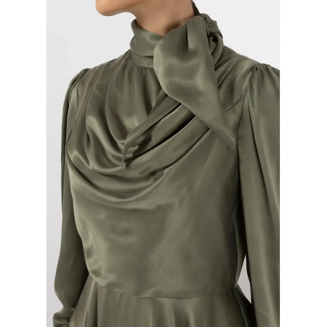 Zimmermann Scarf Swing Mini Dress Olive Size 2 / Au 12 for rent on The Volte - main image