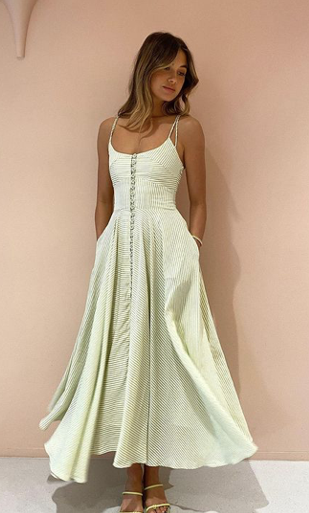 By Johnny Pistachio Stripe Sun Dress Print Size 14 - Image 6