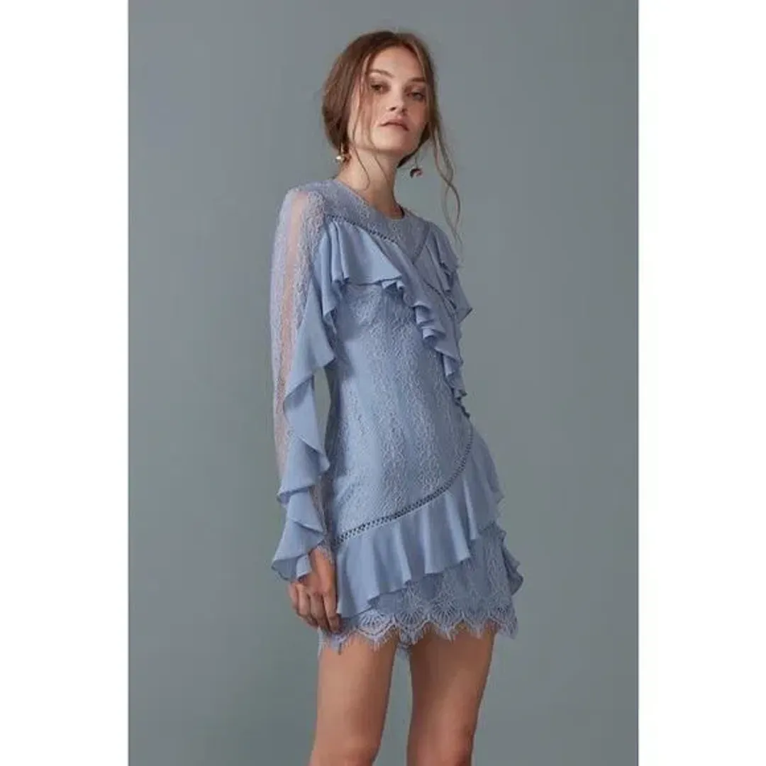 Keepsake the Label Better Days Long Sleeve Lace Dress Blue Size AU 6 for rent on The Volte - main image