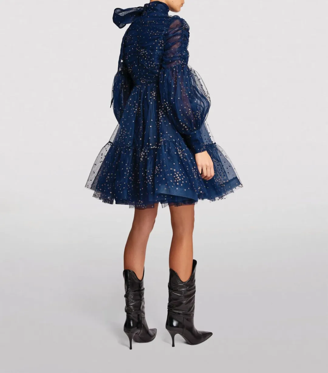 Zimmermann Rhythm Ruched Glitter Mini Dress Blue Size 1/ AU 10 for rent on The Volte - main image