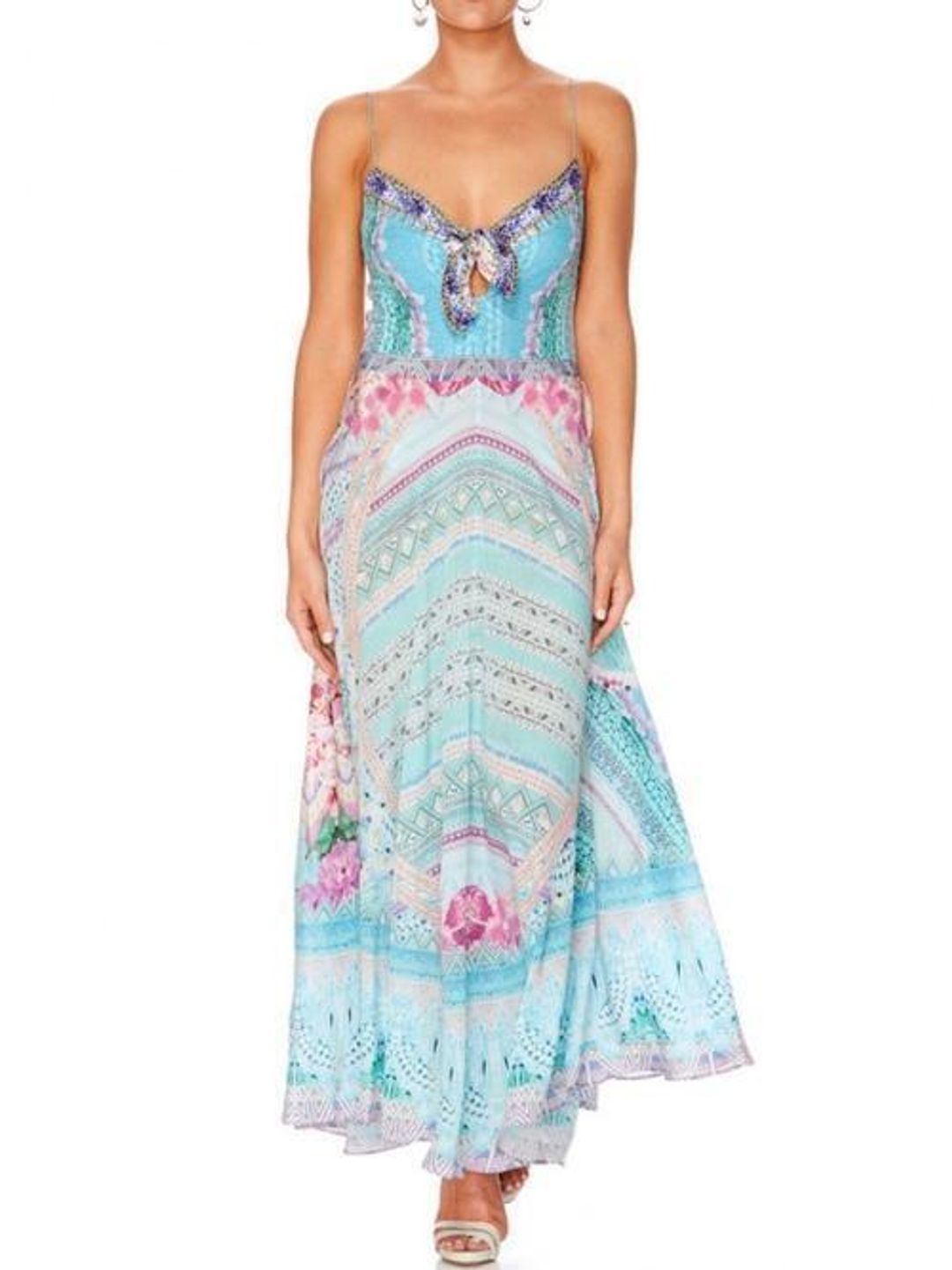 Camilla Garden State Long Dress With Tie Front Size 14 for rent on The Volte - main image