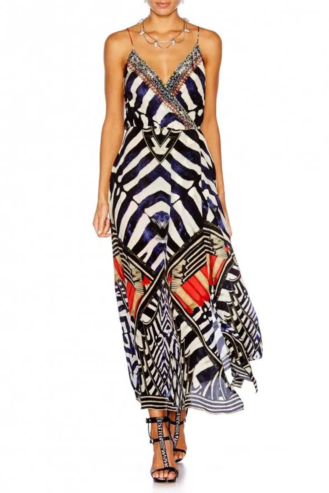 Camilla Louwalan Tales Strappy Wrap Dress Print Size 12 for rent on The Volte - main image