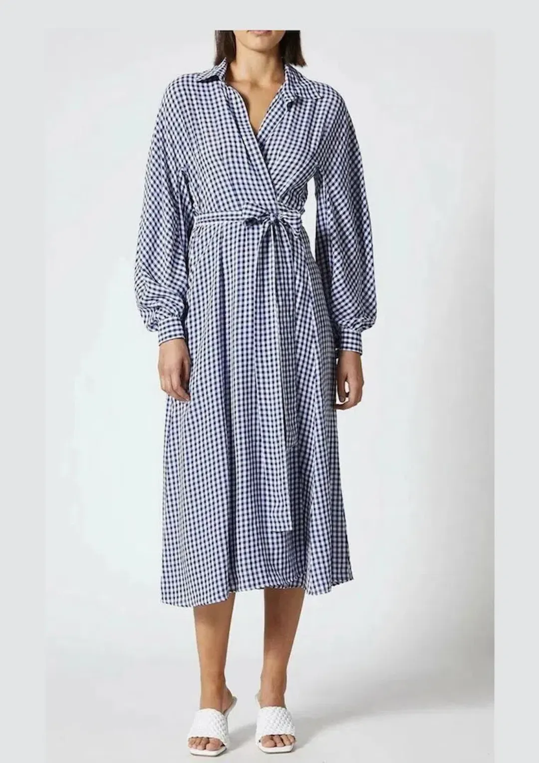 Scanlan Theodore Gingham Wrap Dress Print Size 10 for rent on The Volte - main image
