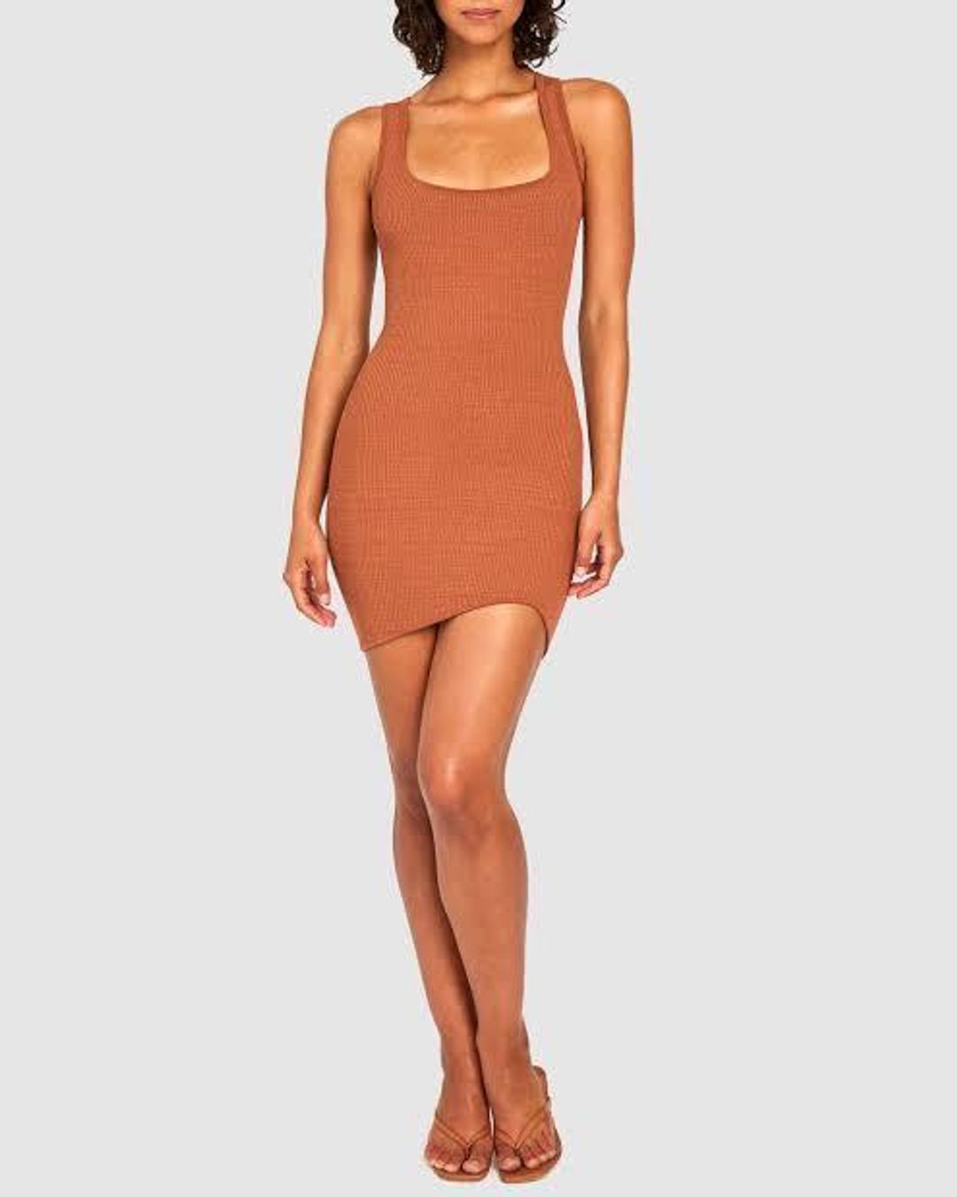 By Johnny Curve Knit Mini Dress Brown Size 6 for rent on The Volte - main image