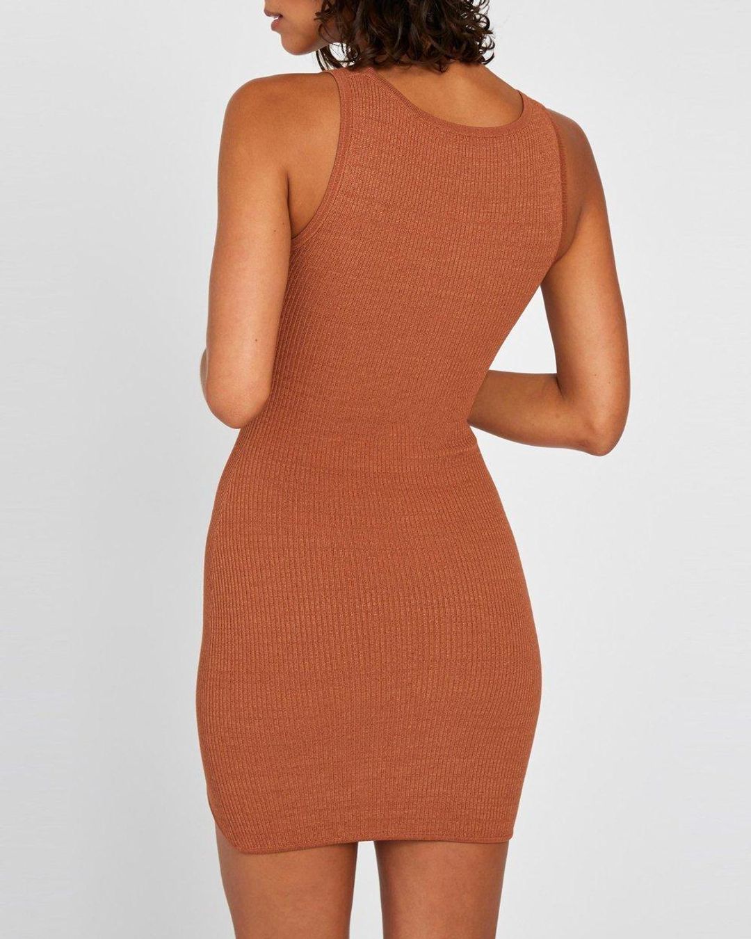 By Johnny Curve Knit Mini Dress Brown Size 6 for rent on The Volte - main image