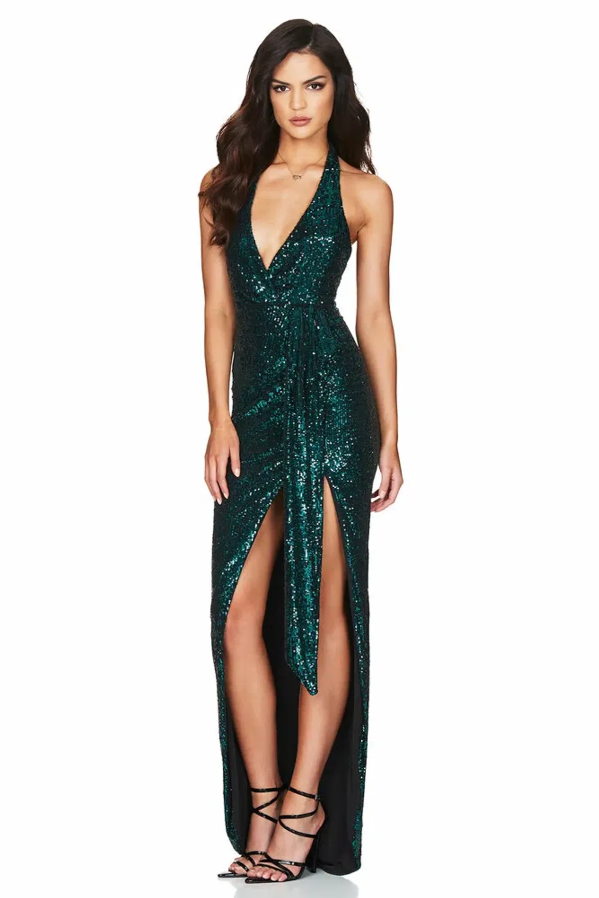 Nookie Selena Halter Gown in Emerald Green Size 10 - Image 1