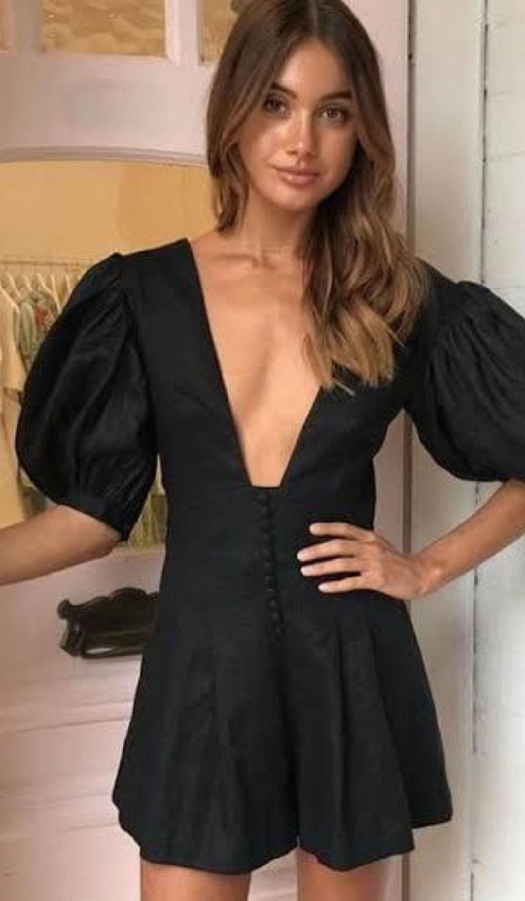 Joslin Studio Andrea Linen Playsuit Black size 6 for rent on The Volte - main image