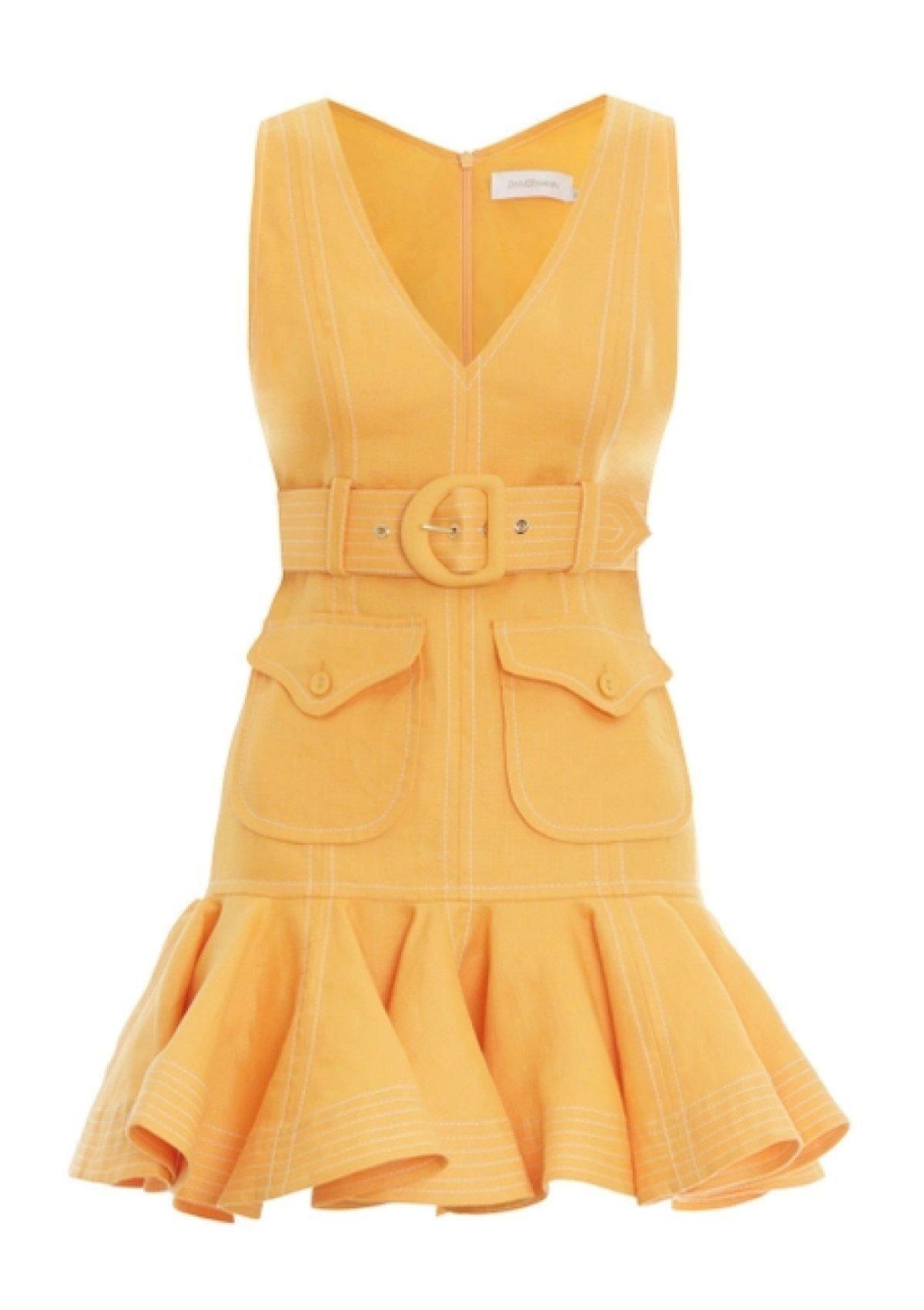 Zimmermann Super Eight Safari Mini Dress Yellow Size 8 - Image 4