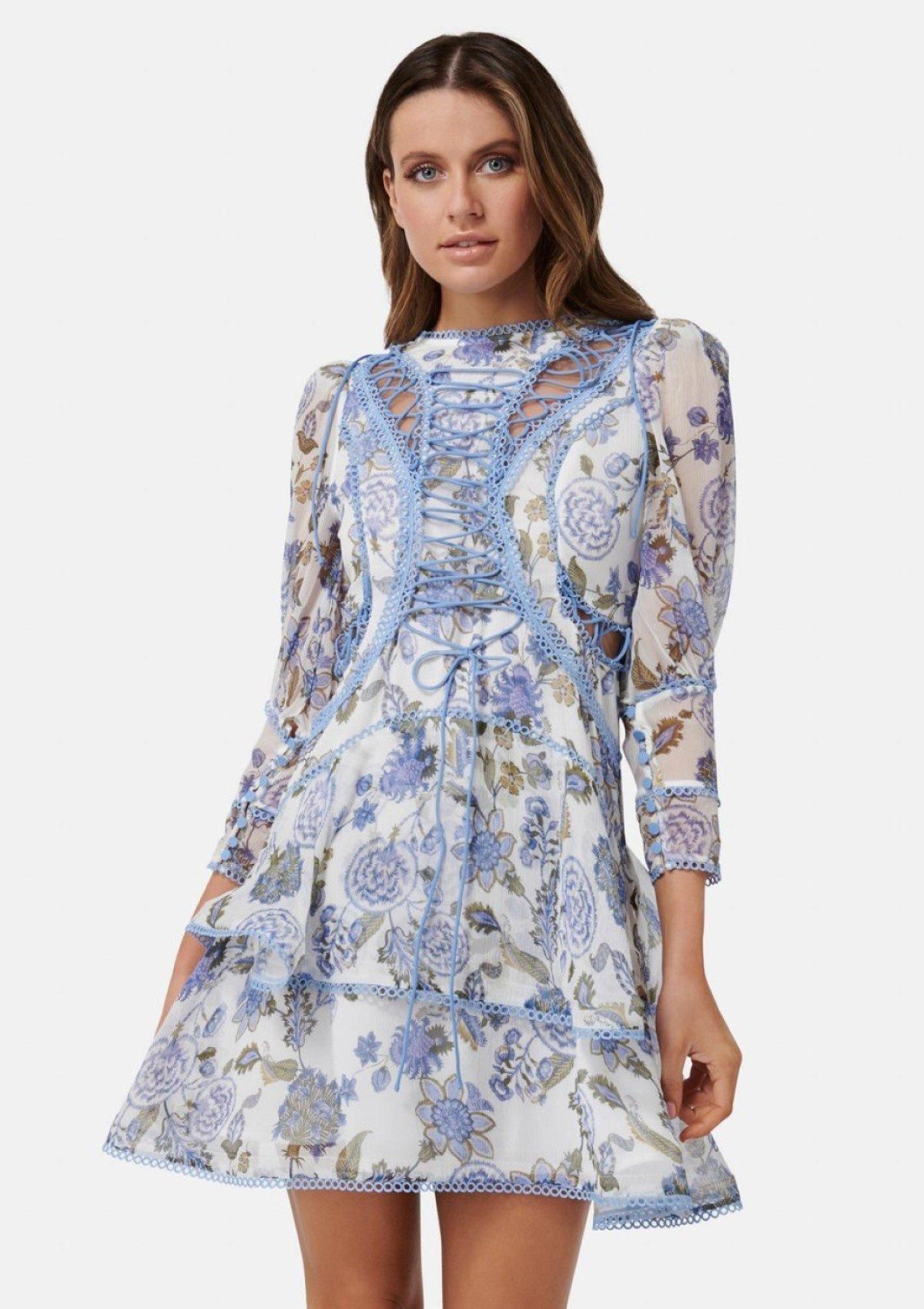 Thurley Bluebell Mini Dress Print Size 8 - Image 2