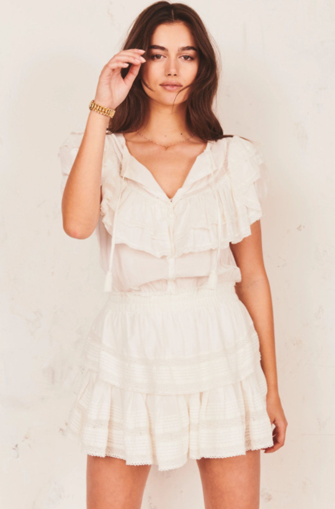 Love Shack Fancy Liv Dress White Size AU 6 for rent on The Volte - main image