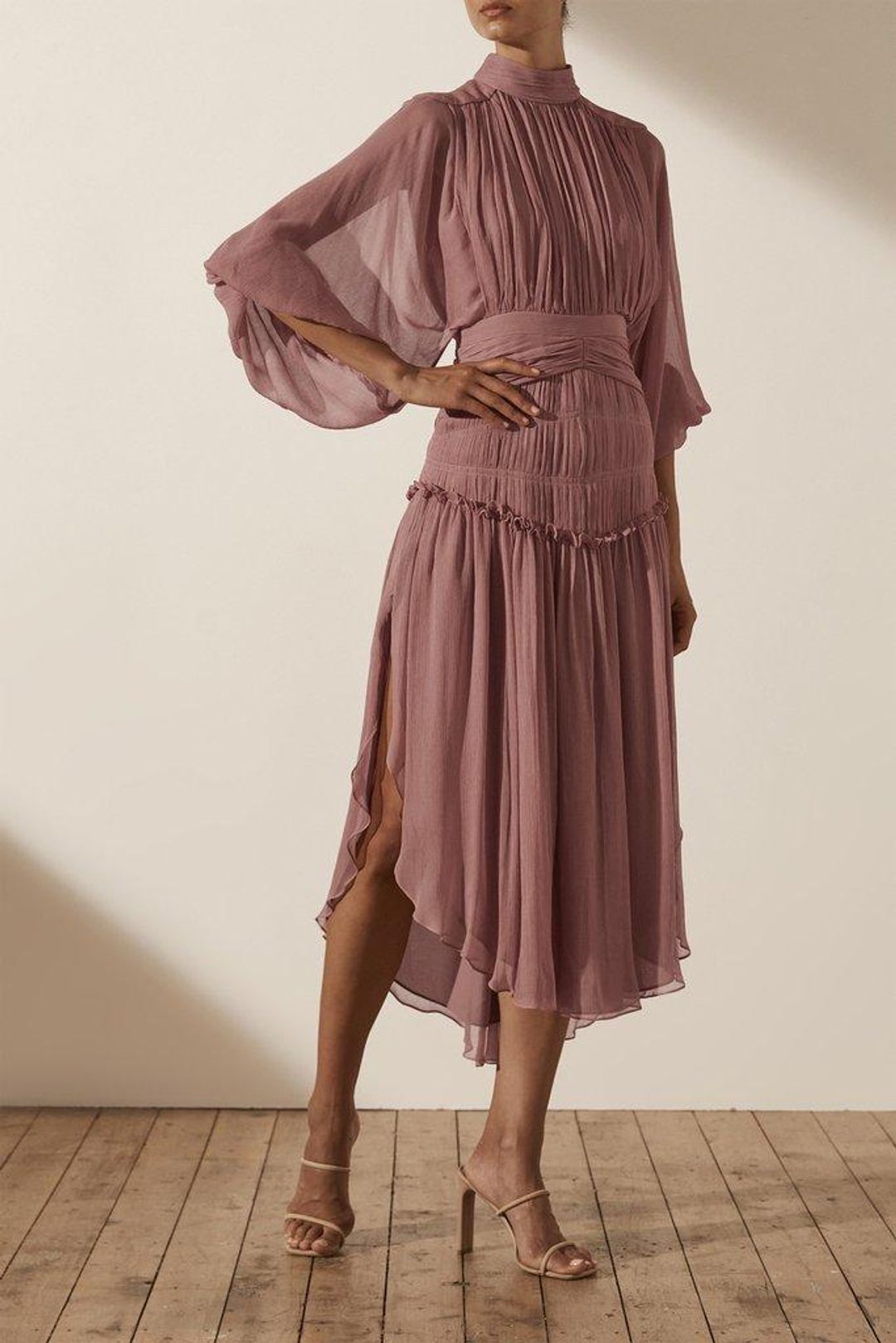 Shona Joy Olympia Midi Dress Pink Size 6 for rent on The Volte - main image