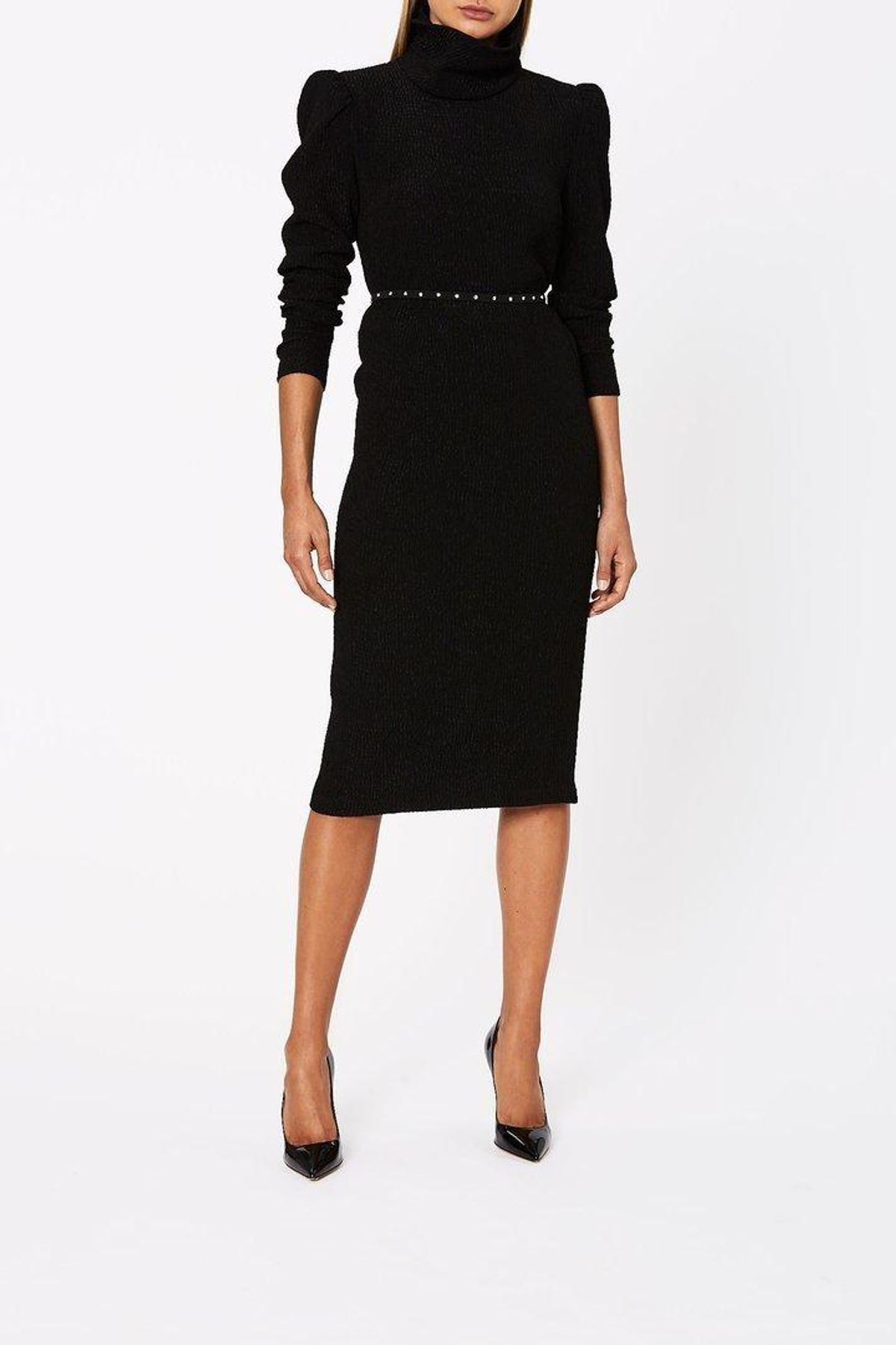 Scanlan Theodore Stretch Reptile Midi Dress Black Size 8  - Image 2