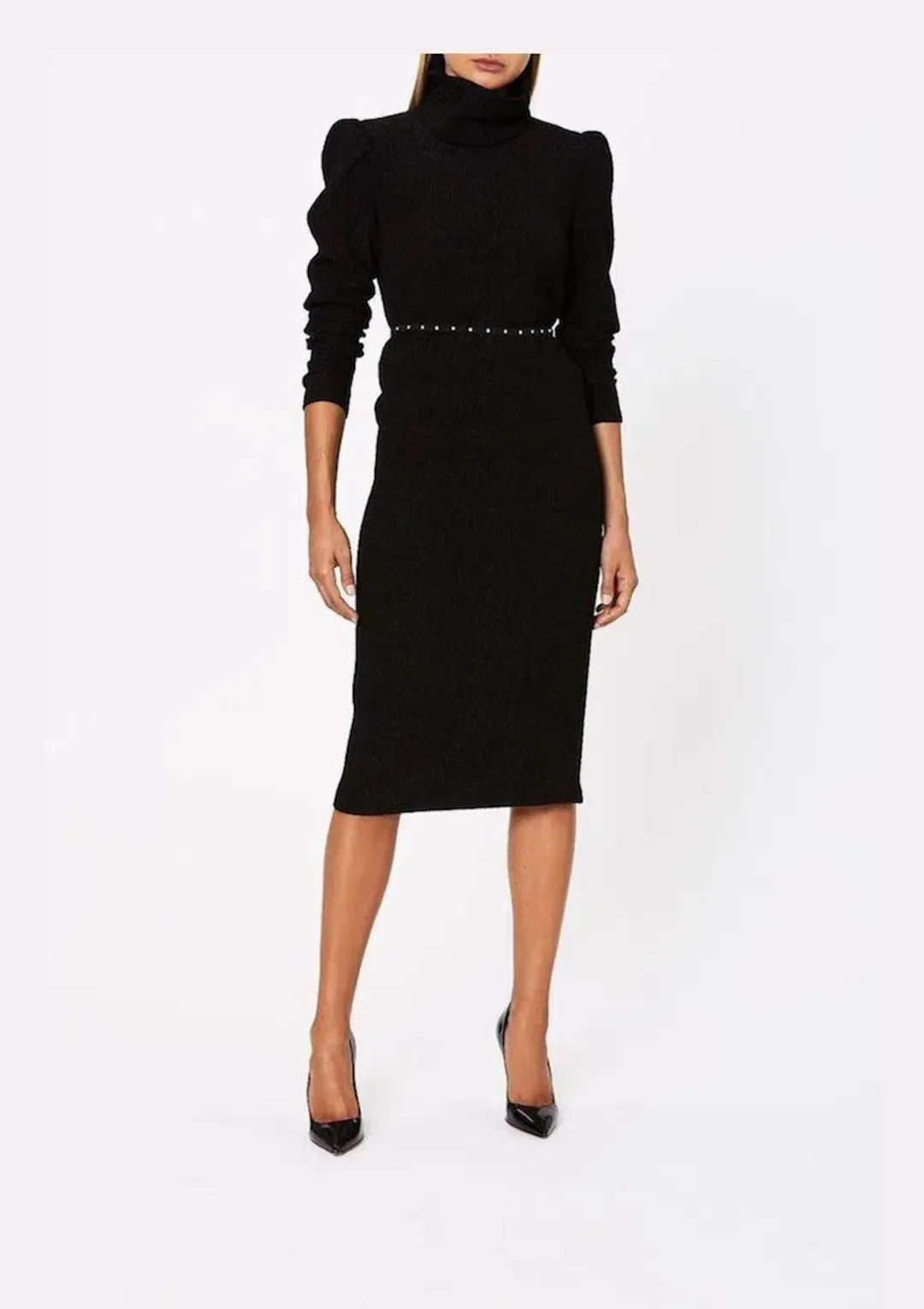 Scanlan Theodore Stretch Reptile Midi Dress Black Size 8  for rent on The Volte - main image