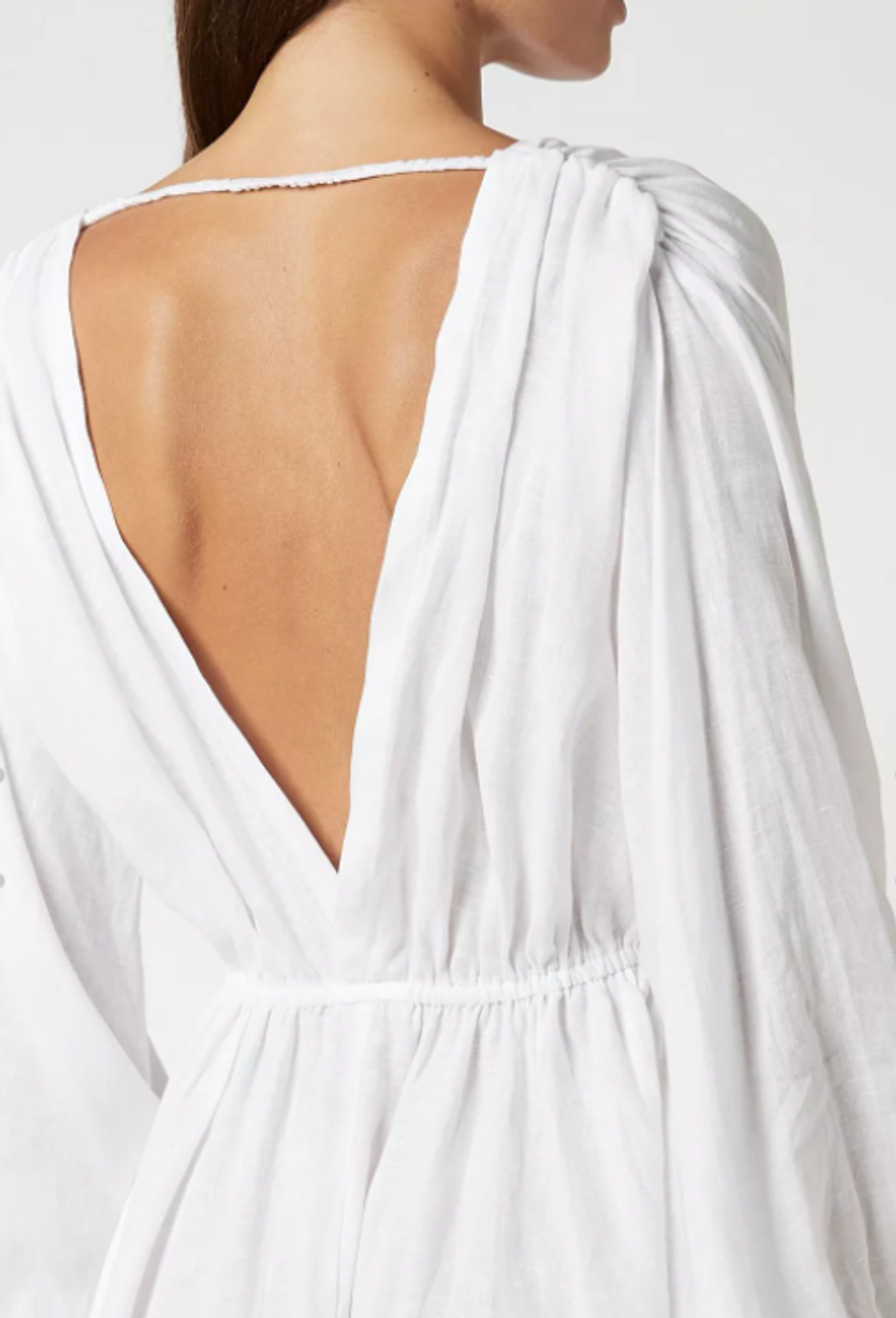 Scanlan Theodore Italian Linen Low Back Dress White Size 8 - Image 4