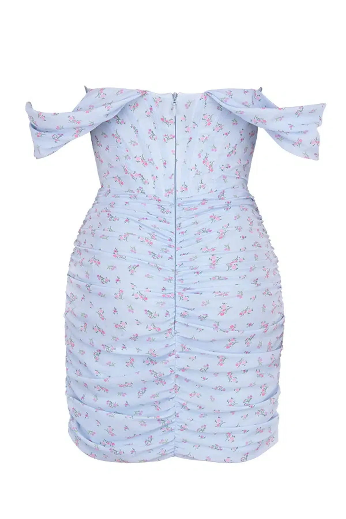 House of CB Luna Draped Corset Mini Dress Blue Floral Size 8 - Image 6