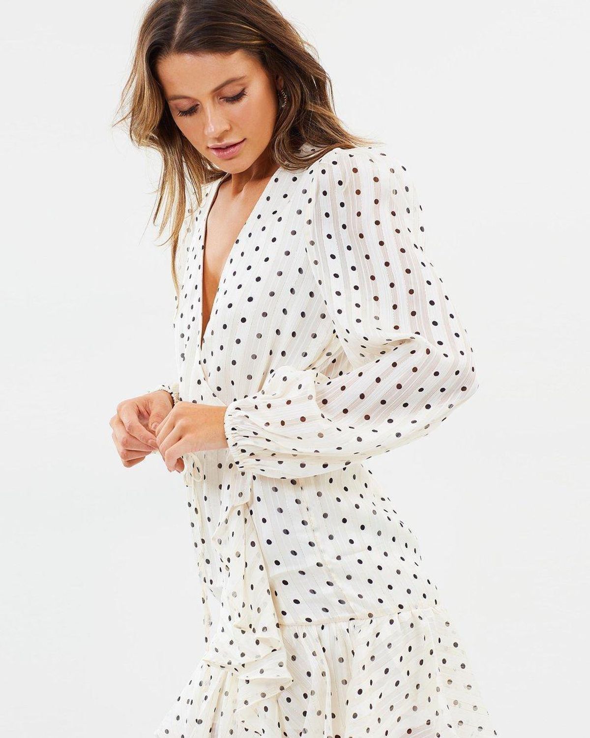 Shona Joy Karina Puff Sleeve Dress Print Size 8 - Image 4