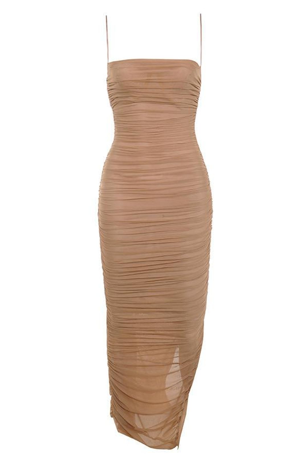 House of CB Fornarina Tan Organza Mesh Maxi Dress Nude Size 12 for rent on The Volte - main image
