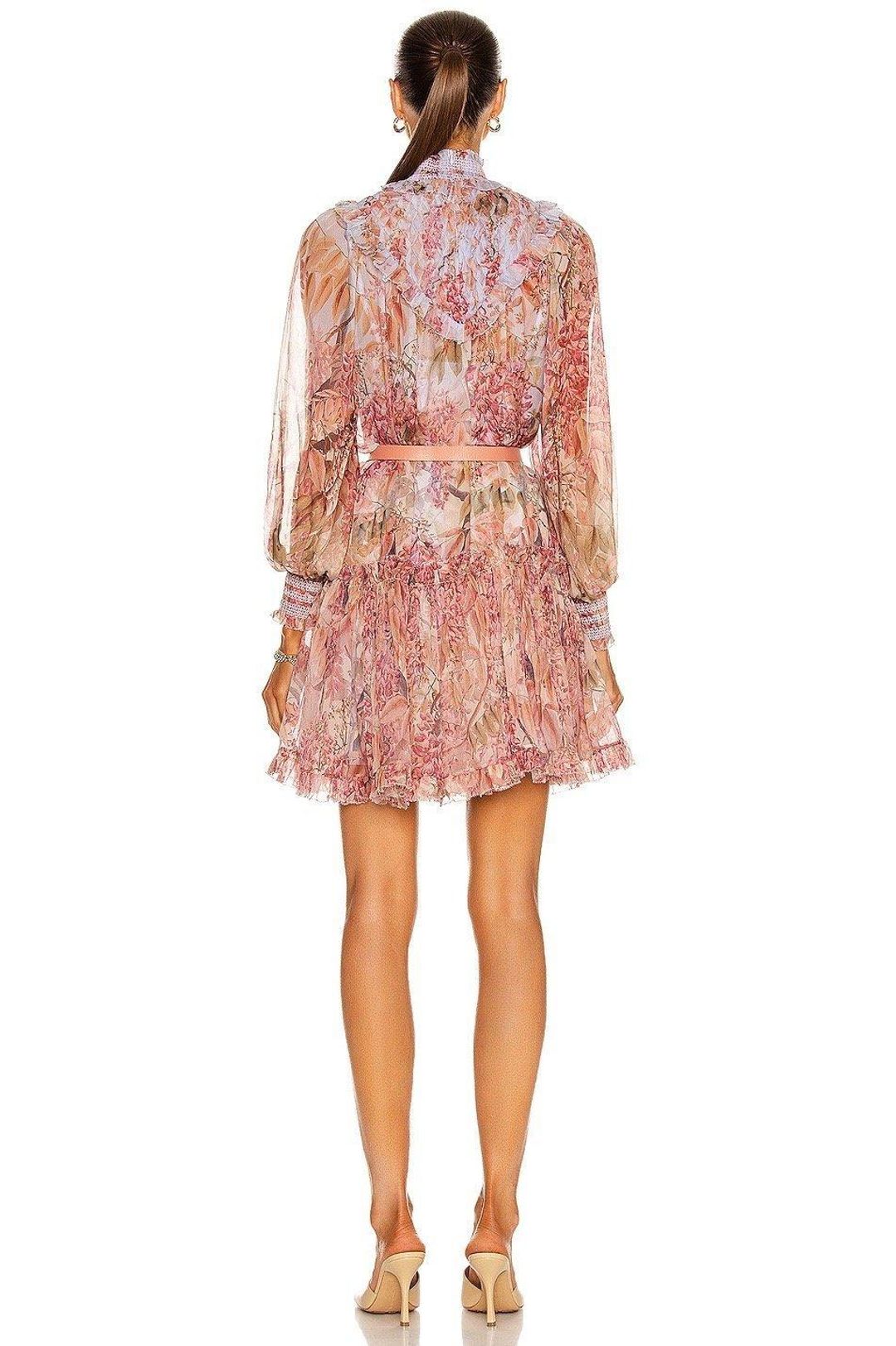 Zimmermann Botanica Smocked Yoke Mini Dress Milettia Floral Size 0P/ AU 6 for rent on The Volte - main image