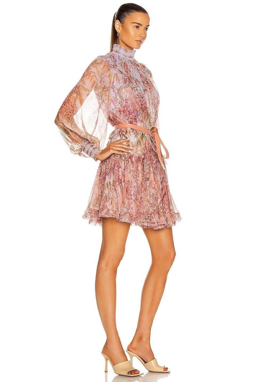 Zimmermann Botanica Smocked Yoke Mini Dress Milettia Floral Size 0P/ AU 6 for rent on The Volte - main image