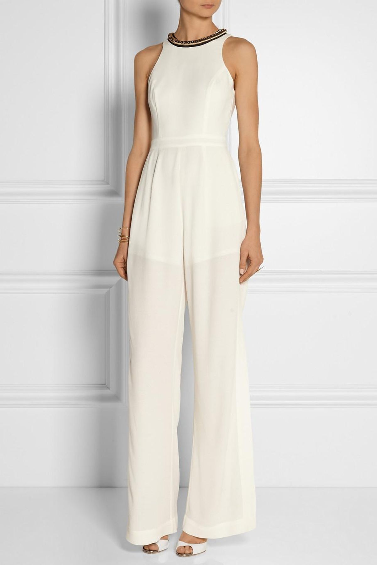 Sass and Bide Embellished Twill and Crepe Jumpsuit White Size 6 - Image 1