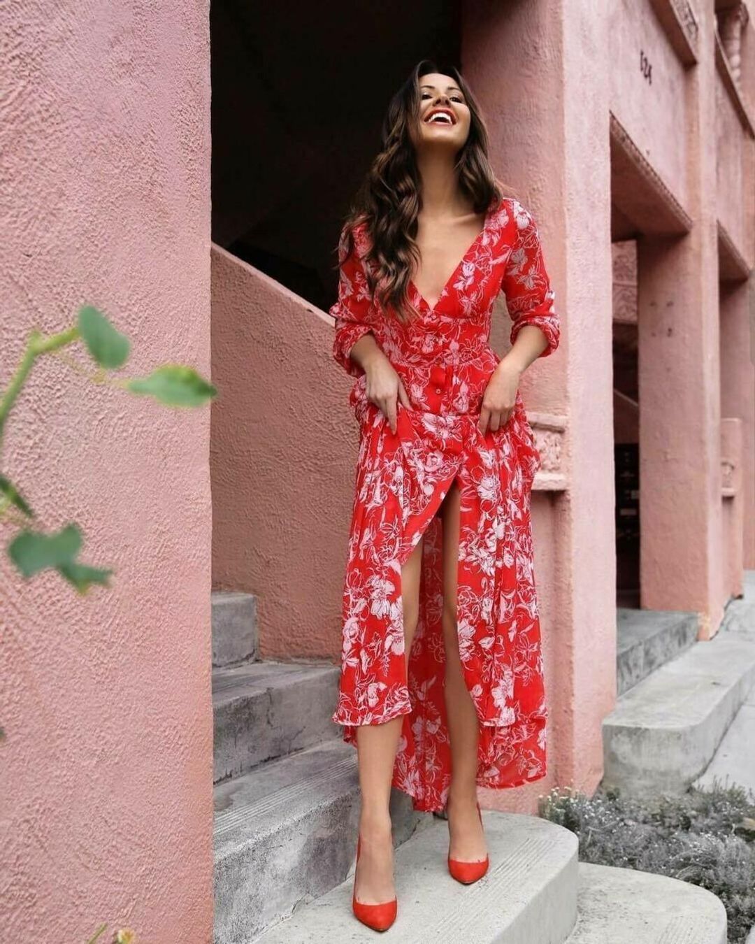 Kookai Sunshine Vee Maxi Dress Print Size 6 for rent on The Volte - main image