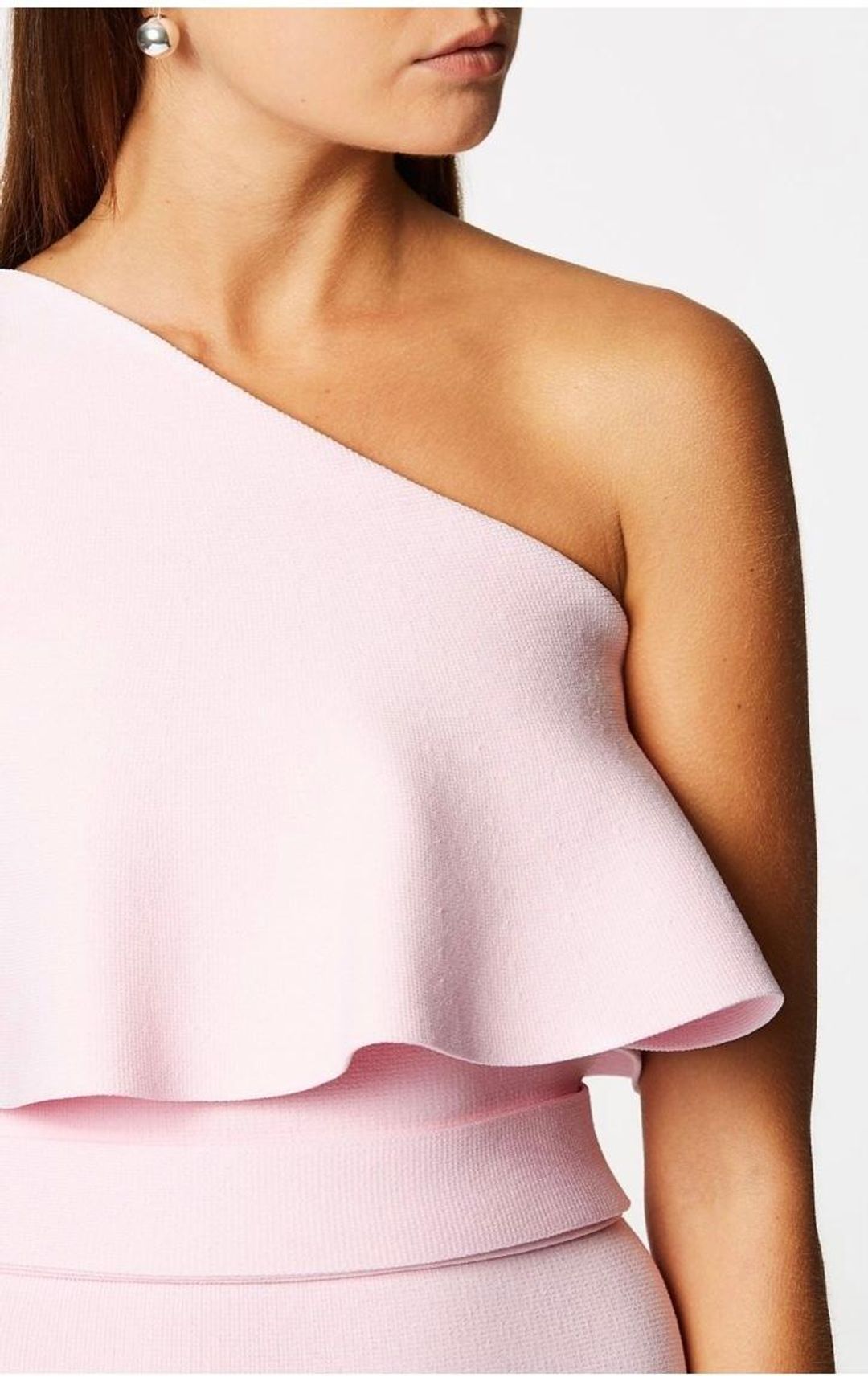 Scanlan Theodore Sleeves Crepe Knit Ruffle Midi Dress Pink Size 6 for rent on The Volte - main image