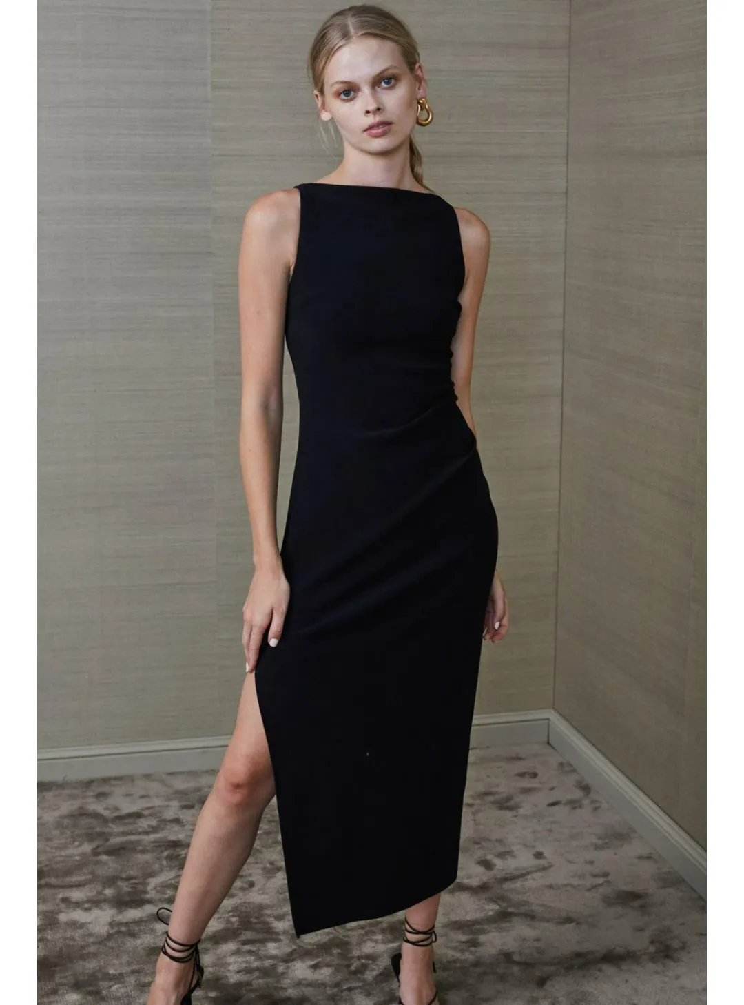 Bec & Bridge Arlette Tuck Midi Dress Black Size AU 6 for rent on The Volte - main image