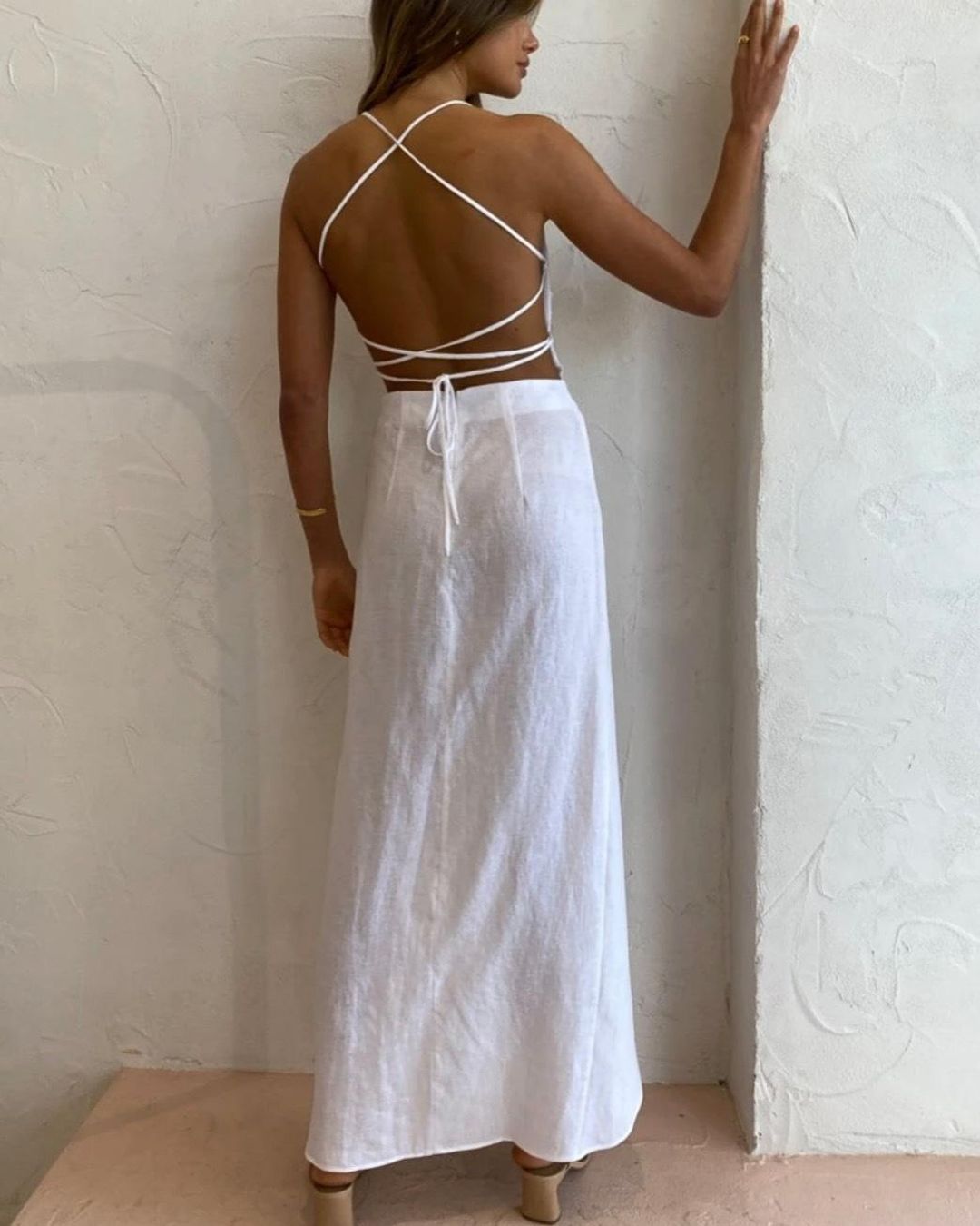 Rumer The Label Loulou Maxi Dress White Size 8 for rent on The Volte - main image