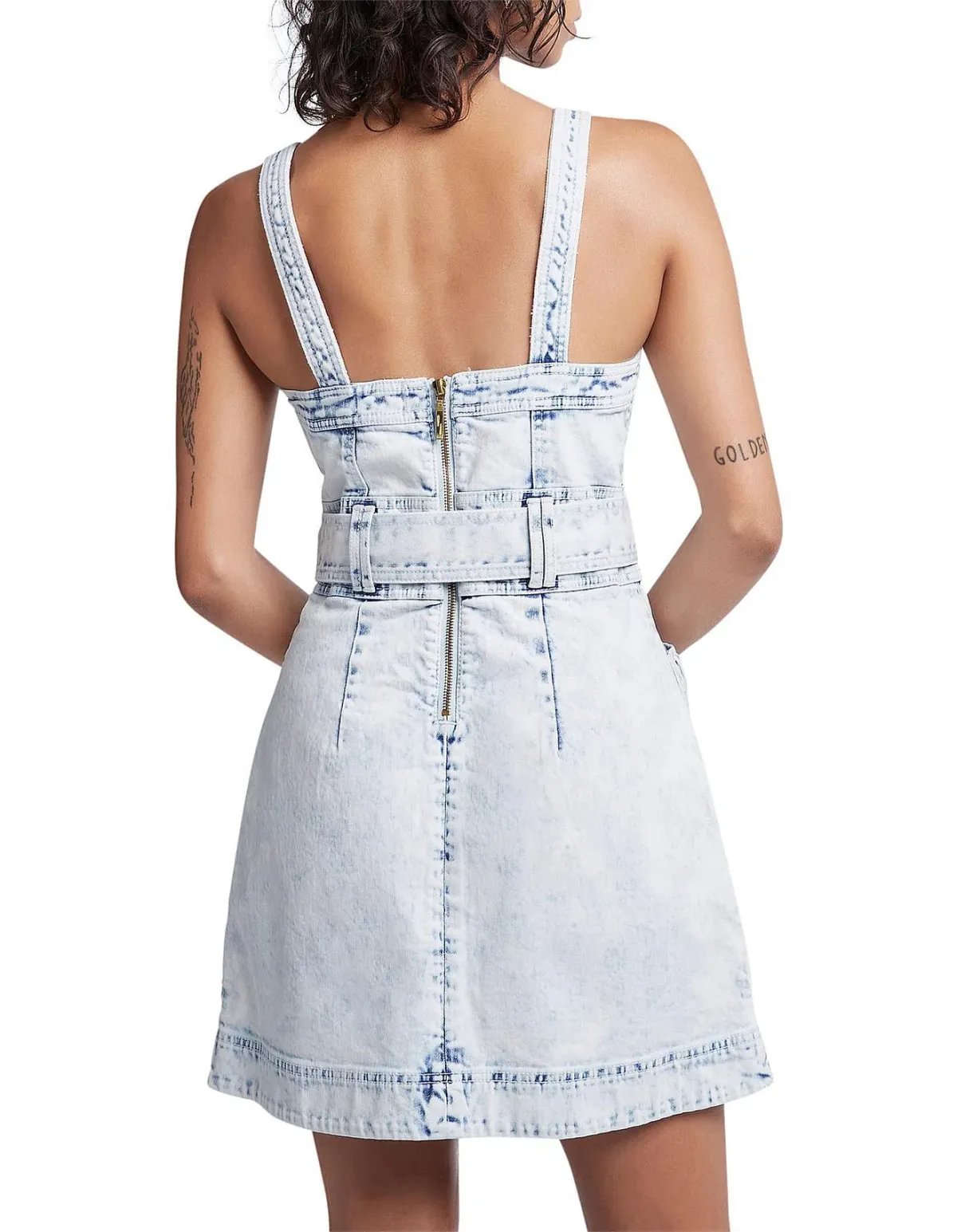 Aje Crafted Sleeveless Denim Mini Dress Acid Wash Size 6 - Image 2