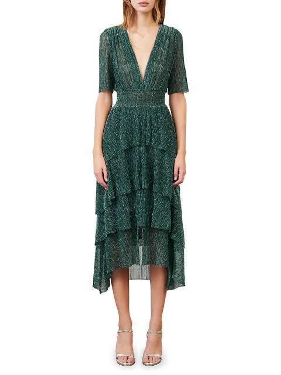 Maje Ruffine Dress Green Size 14 for rent on The Volte - main image