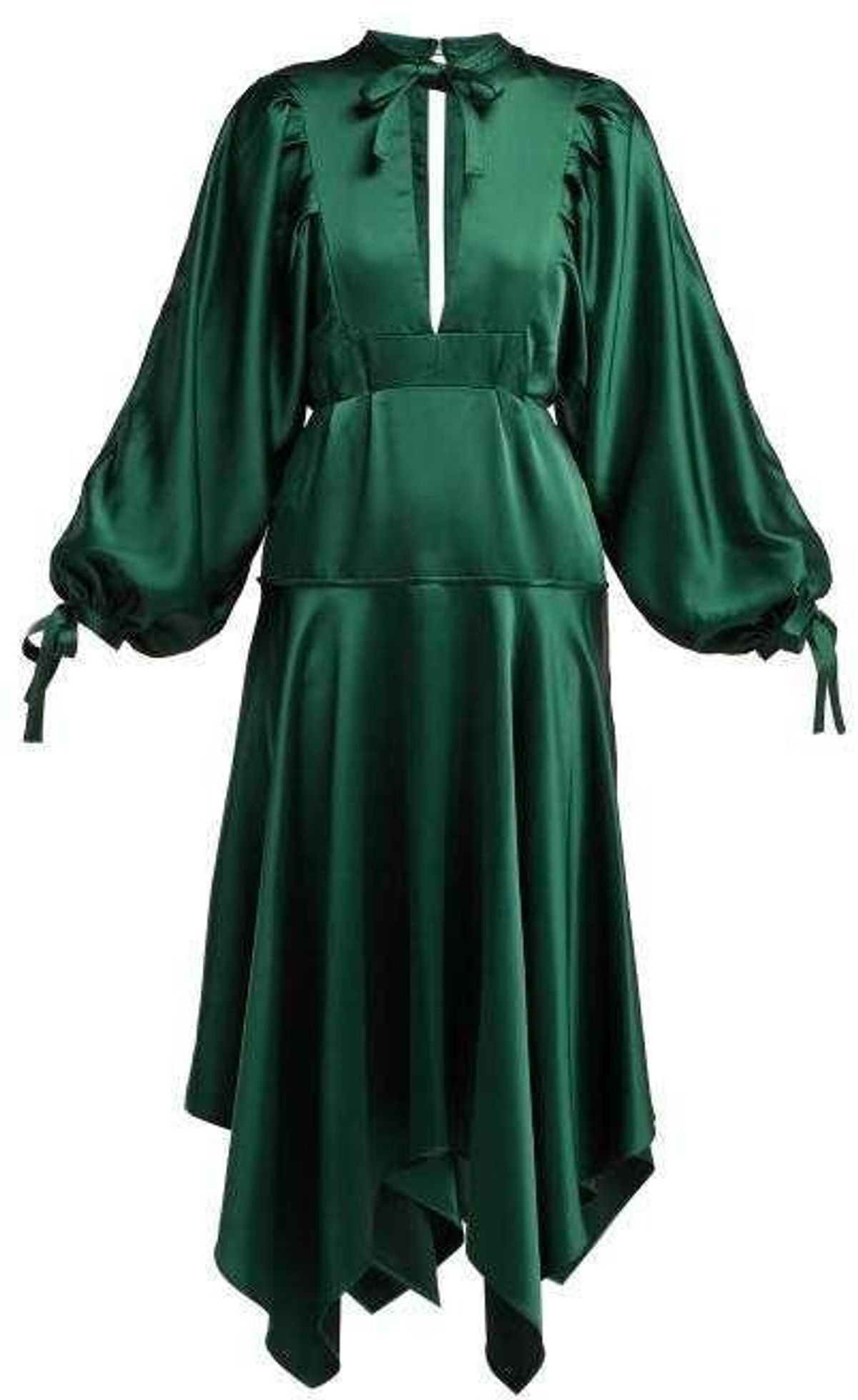 Self Portrait Handkerchief-hem Satin Dress Green Size 12 - Image 2