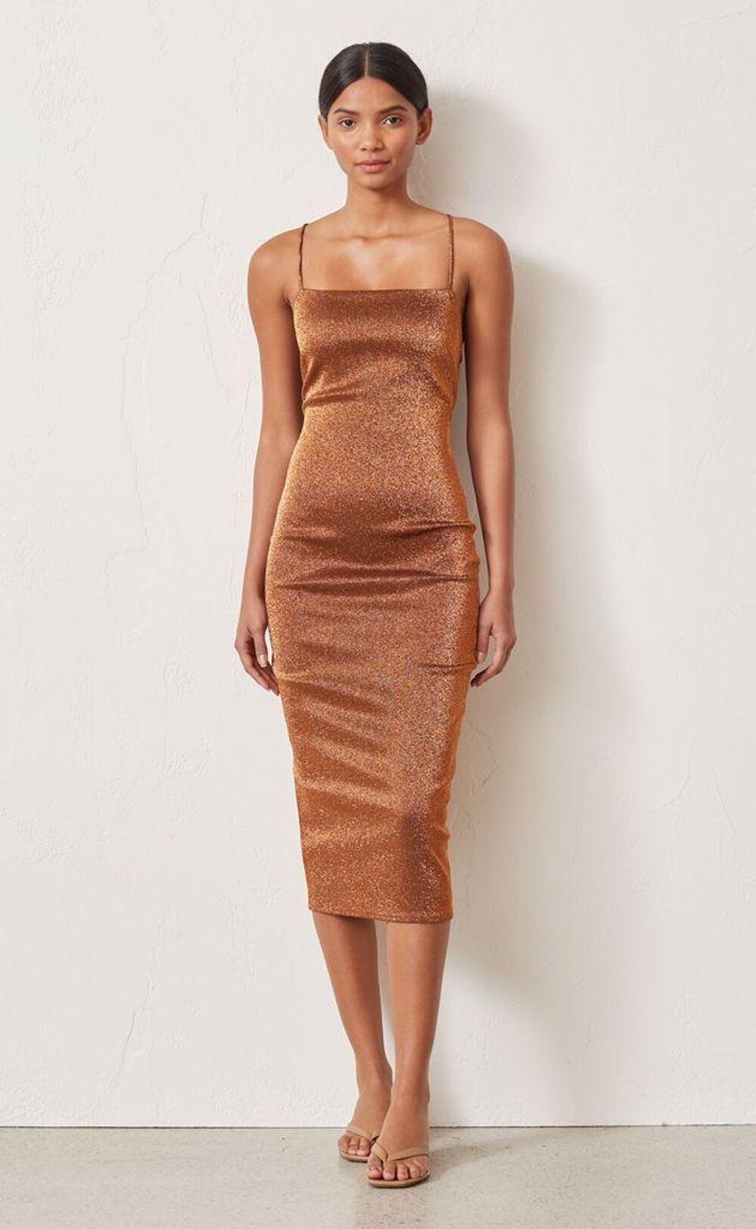  Bec & Bridge Bronze Baby Midi Dress Brown Size 6 for rent on The Volte - main image