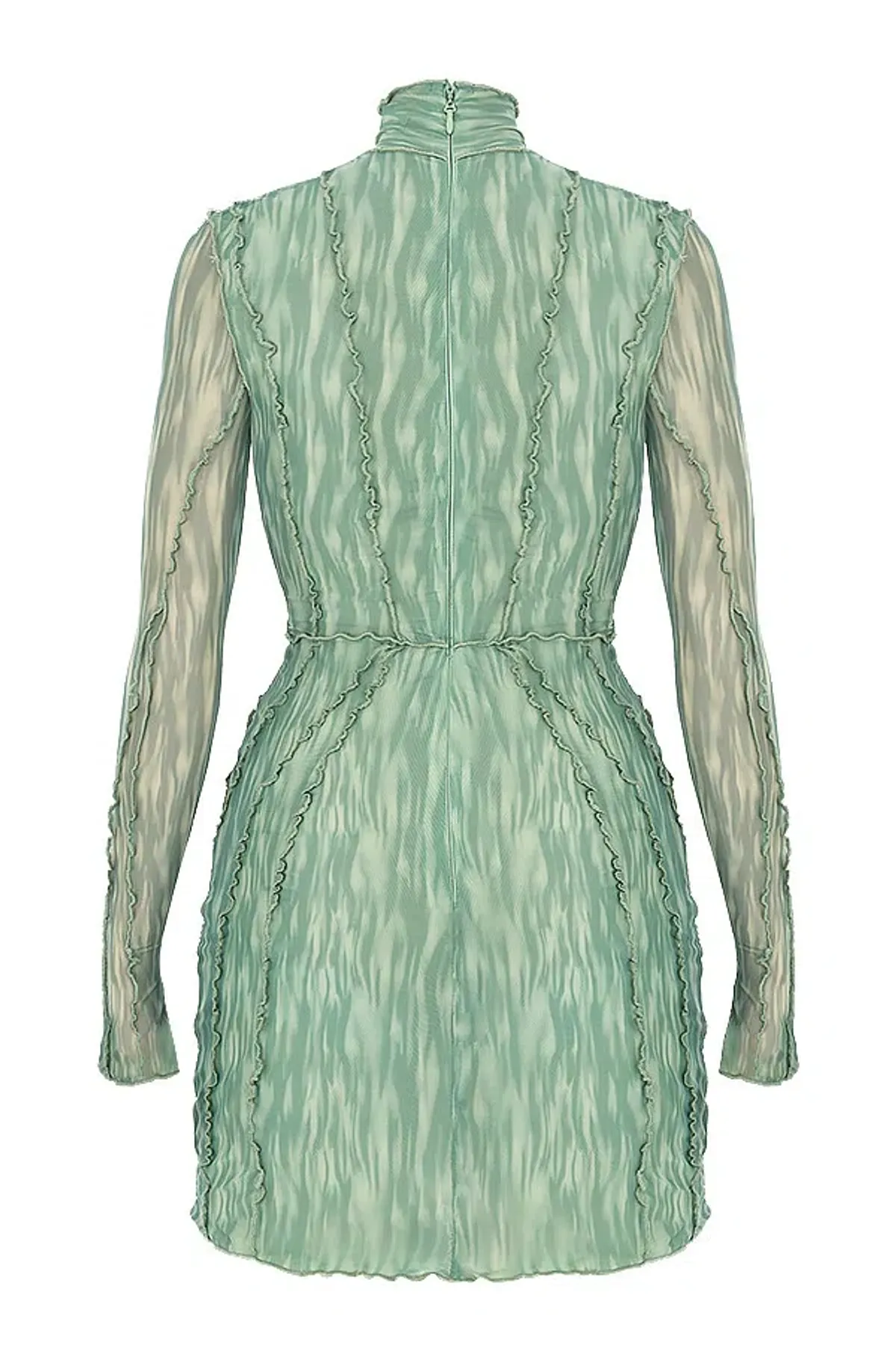 House of CB 'Dylan' Ivy Printed Mesh Lace Up Mini Dress Green Size 8 - Image 7