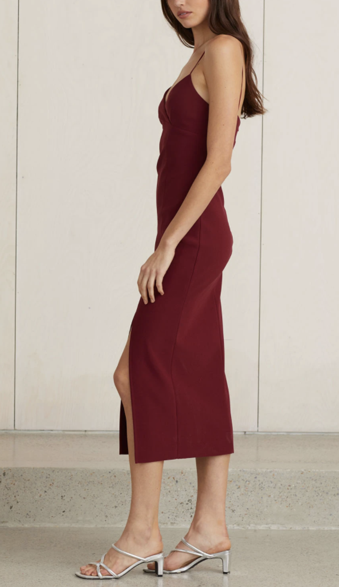 BEC AND BRIDGE LEA SPLIT MIDI DRESS BURGUNDY for rent on The Volte - main image