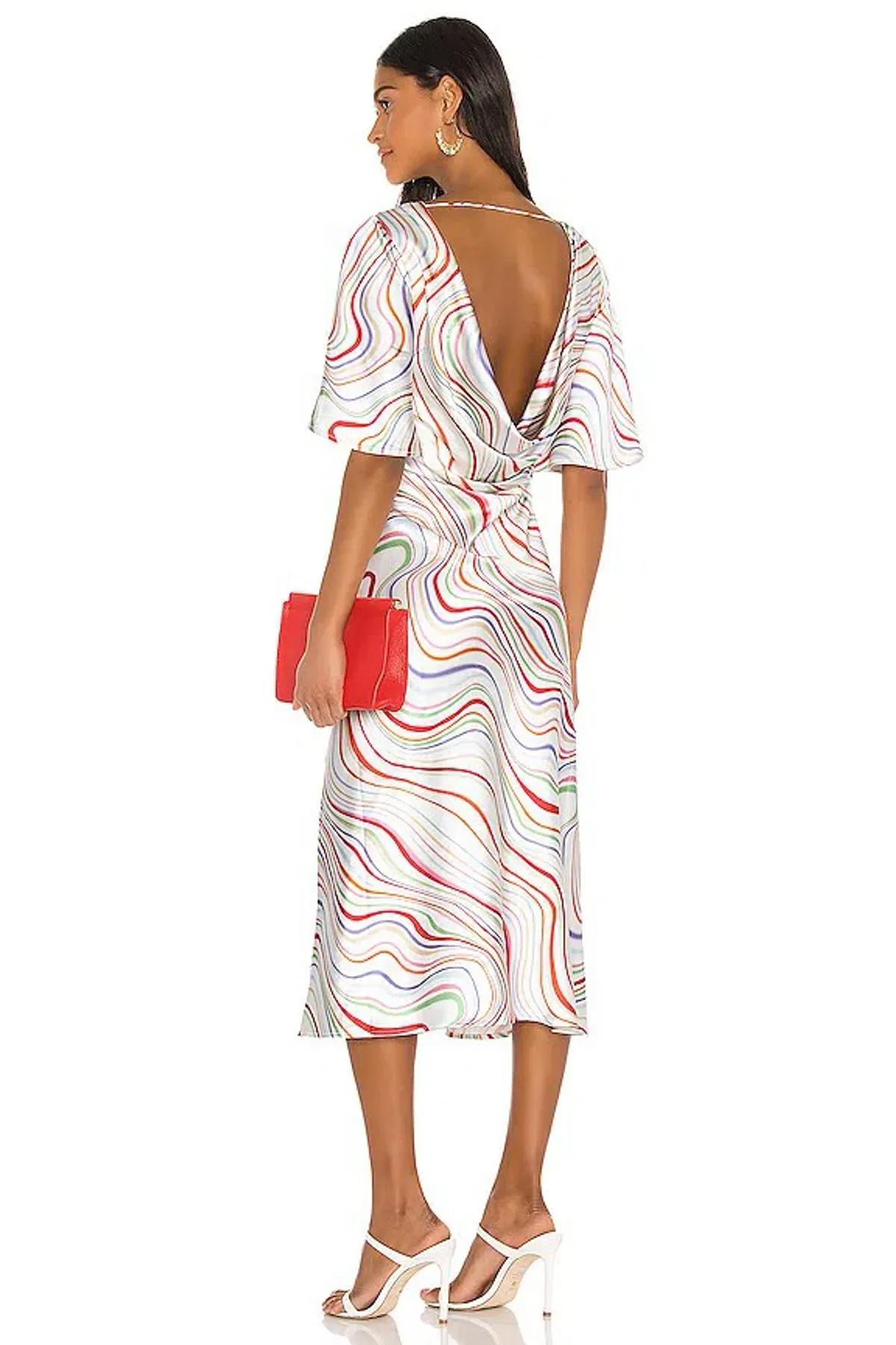 C/MEO Collective My Way Short Sleeve Dress in Ivory Rainbow Size AU 12 - Image 2