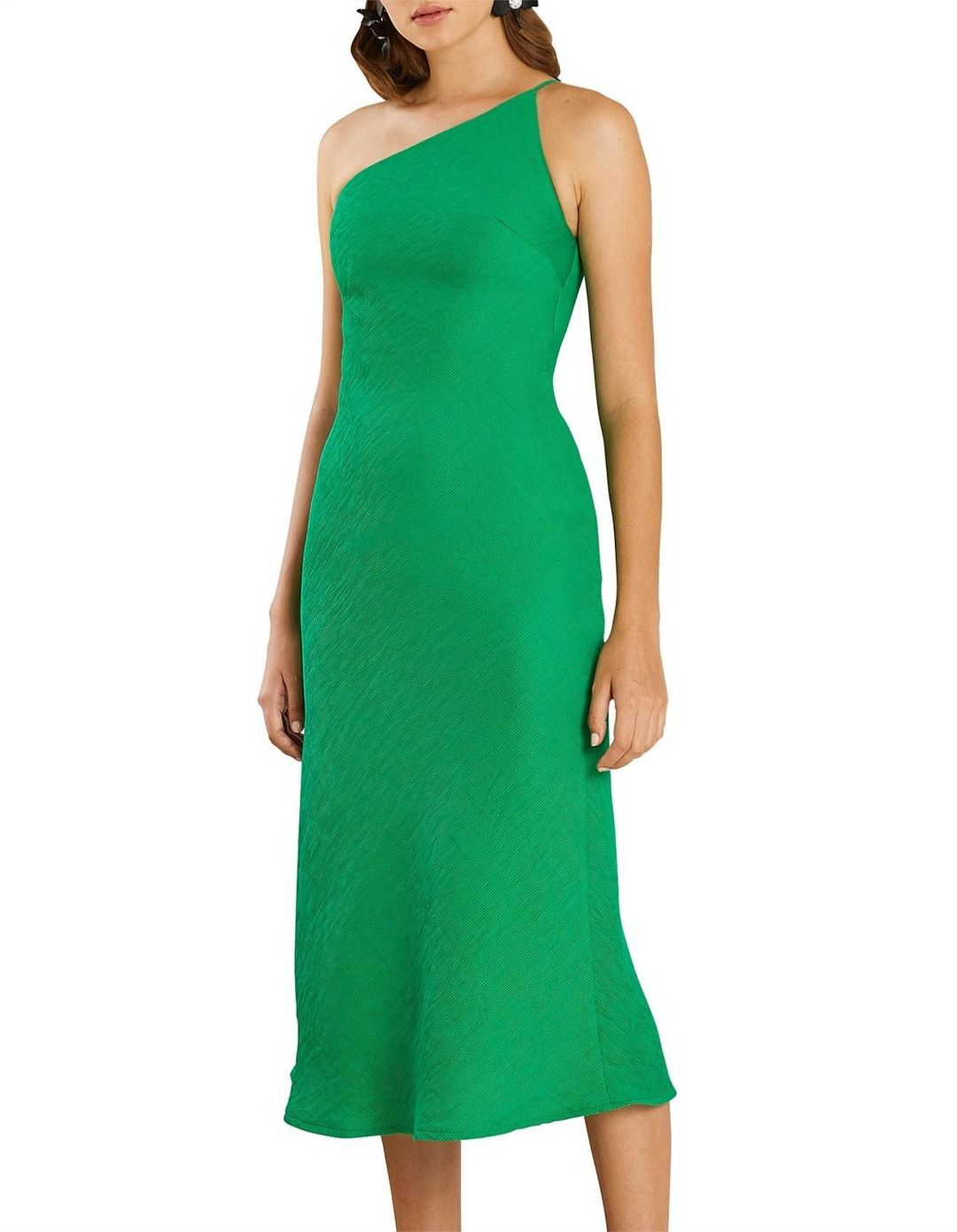 By Johnny Asymmetric Crimp Bias Midi Dress Green Size 12 for rent on The Volte - main image