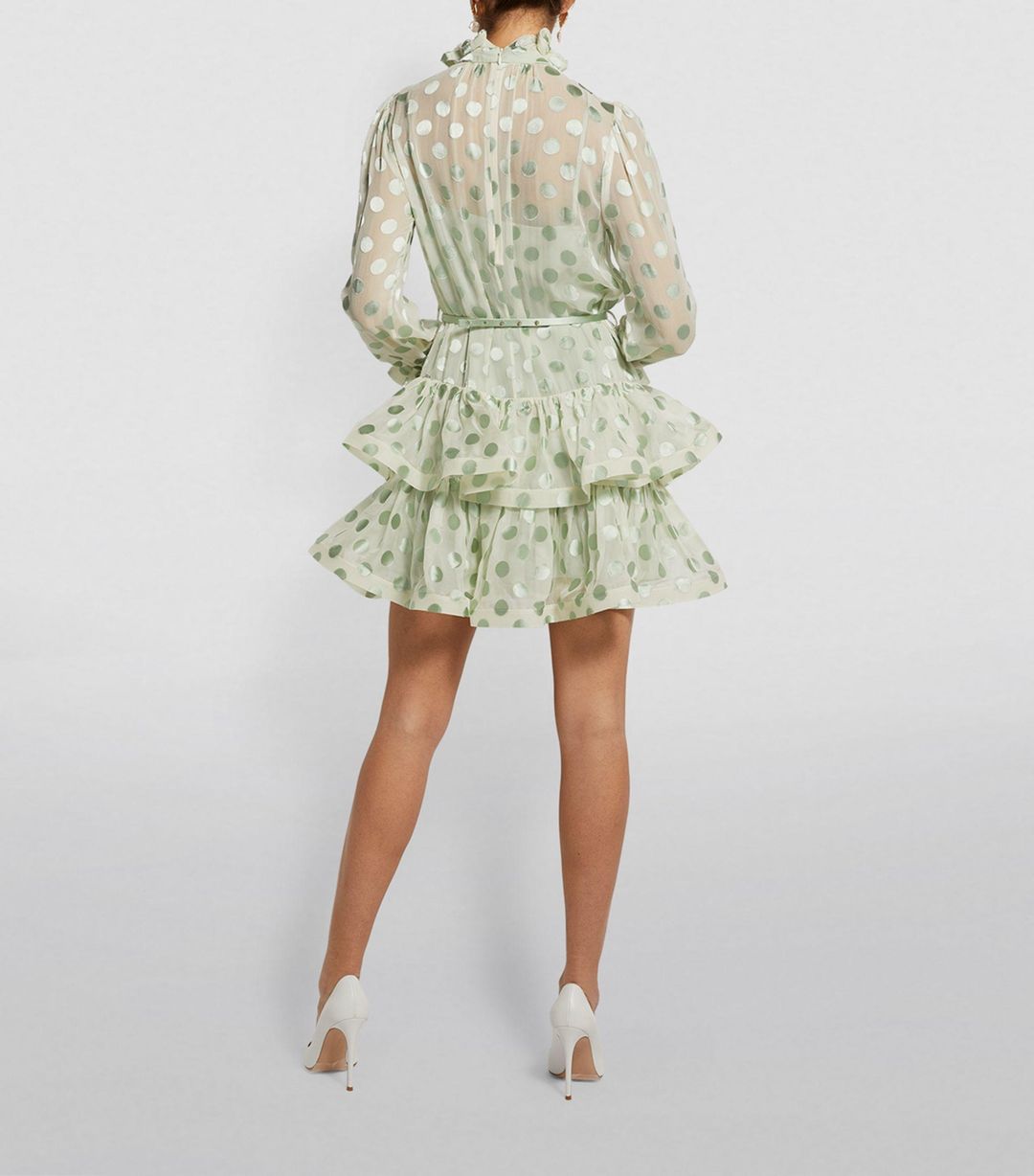 Zimmermann Polka Dot Lovestruck Fluted Mini Dress Mint Green Size 0 / AU 8 for rent on The Volte - main image