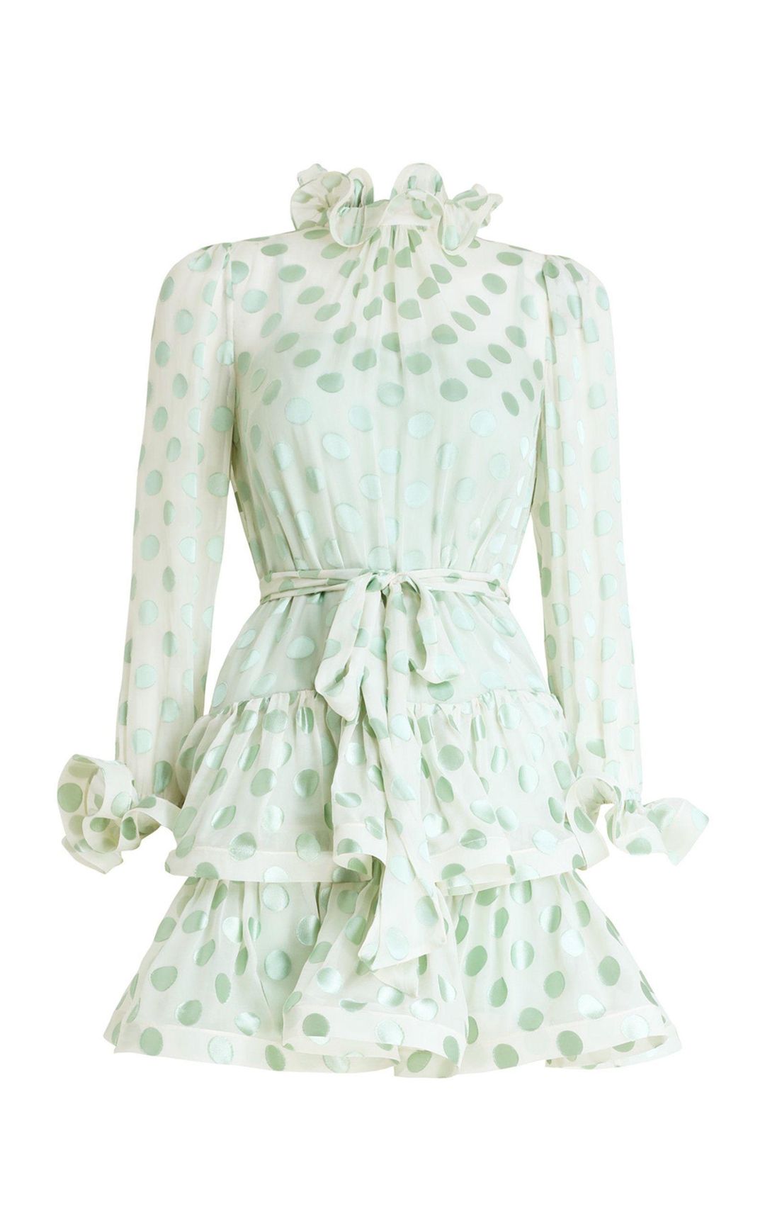 Zimmermann Polka Dot Lovestruck Fluted Mini Dress Mint Green Size 0 / AU 8 for rent on The Volte - main image