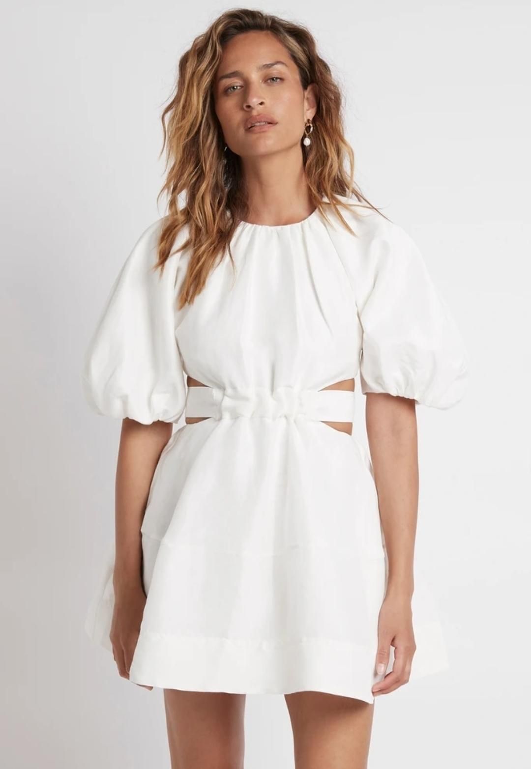 AJE Psychedelia Cut Out Mini Dress White Size 6 for rent on The Volte - main image